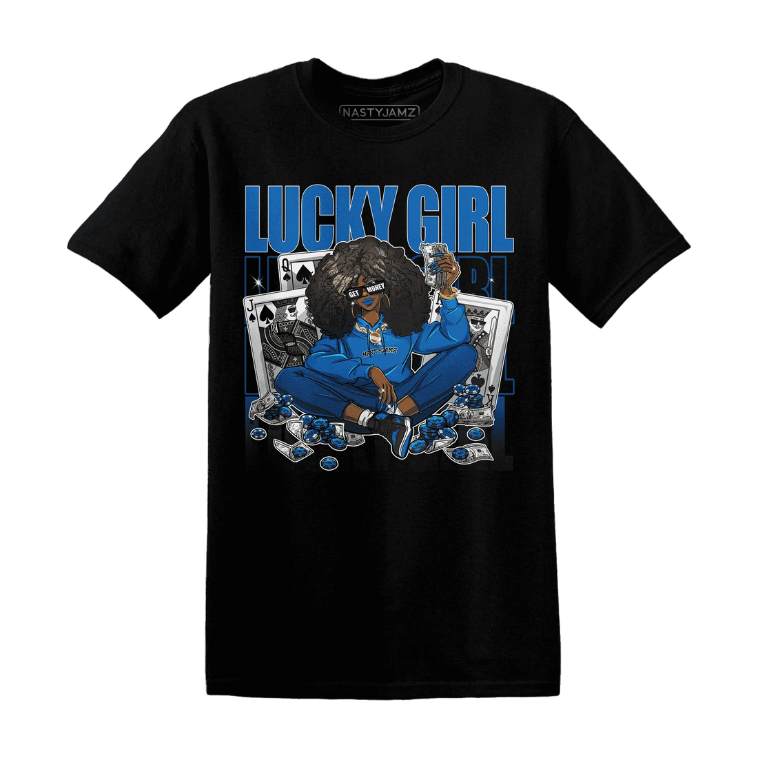 NastyJamz-Royal-Reimagined-1s-T-Shirt-Match-Lucky-Girl