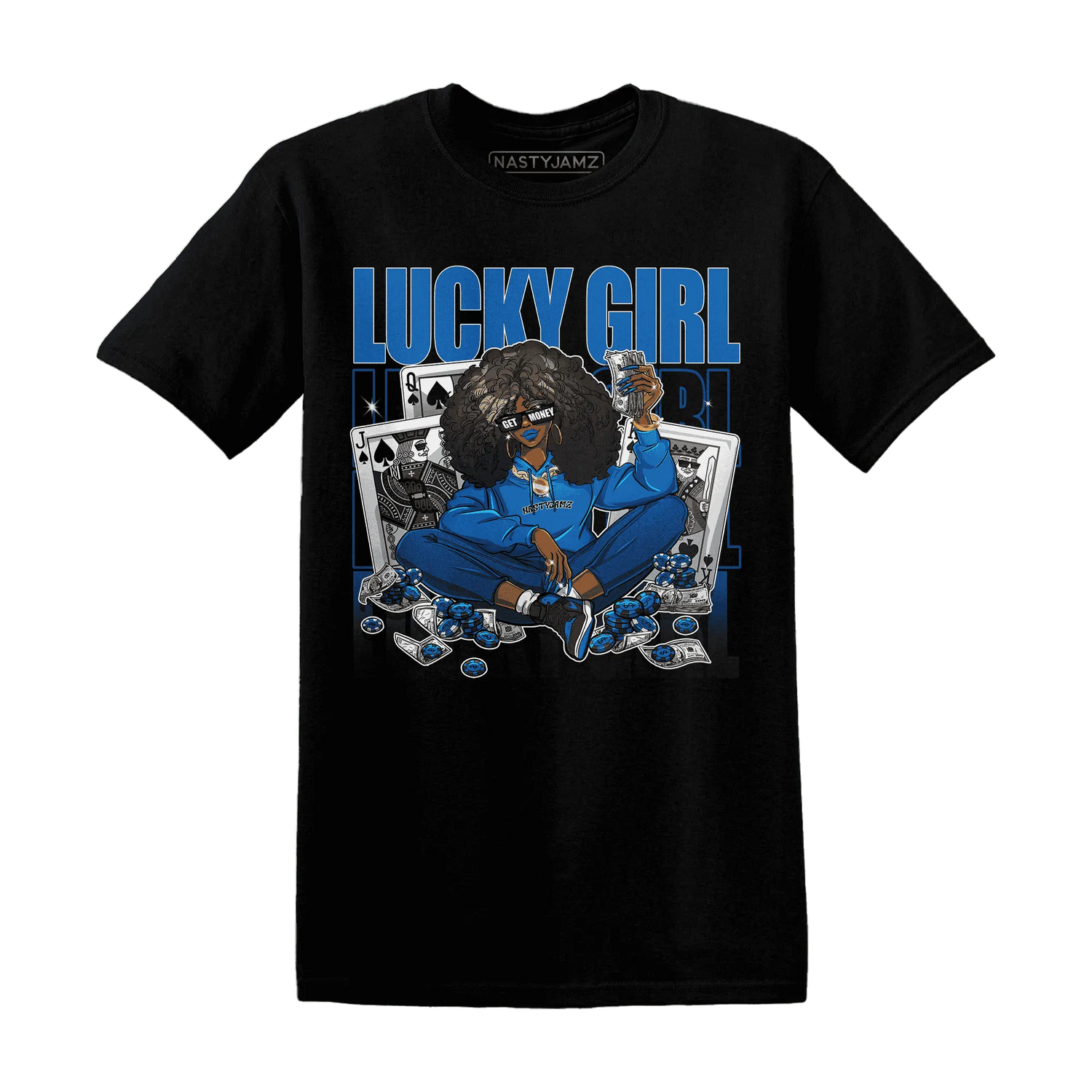 NastyJamz-Royal-Reimagined-1s-T-Shirt-Match-Lucky-Girl