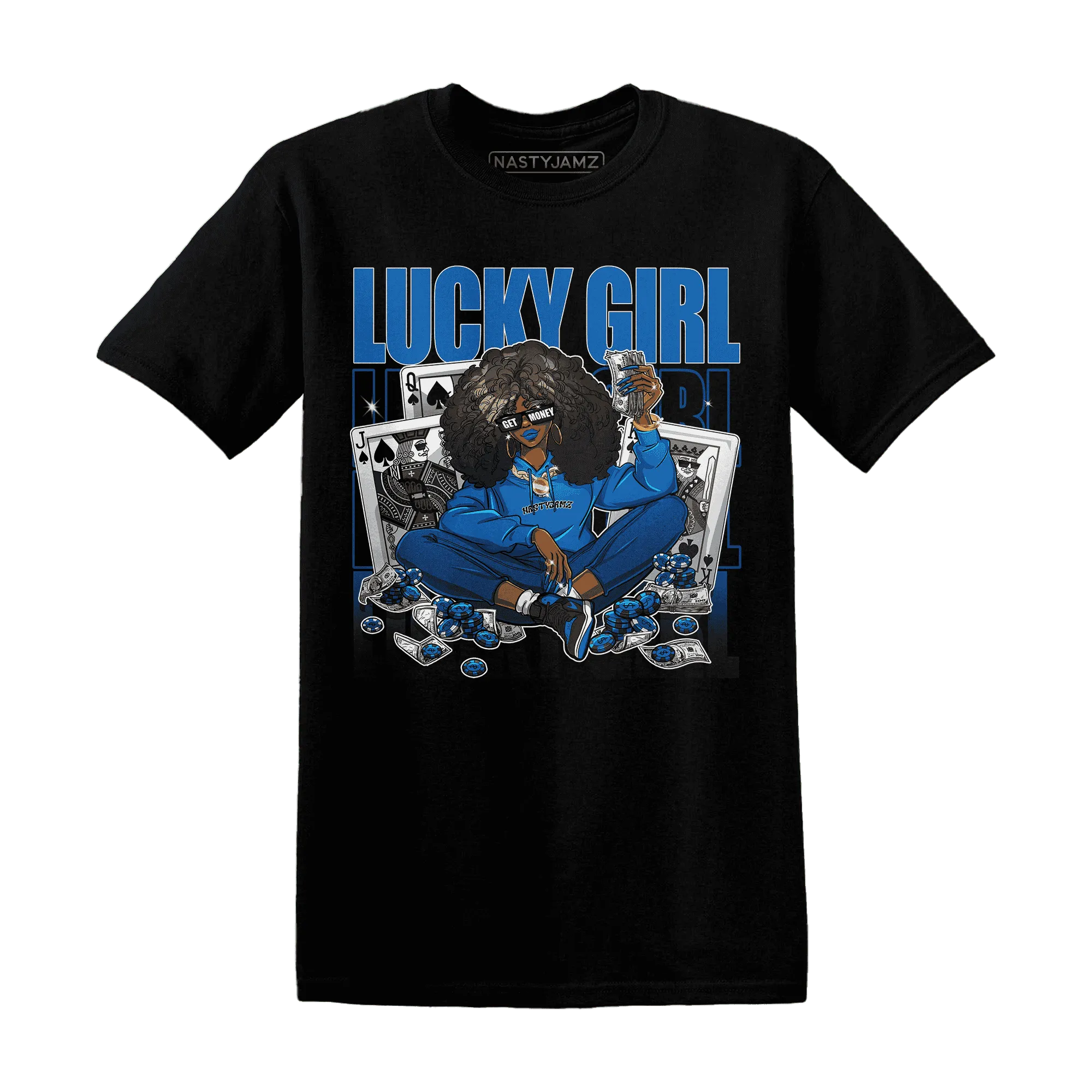 NastyJamz-Royal-Reimagined-1s-T-Shirt-Match-Lucky-Girl