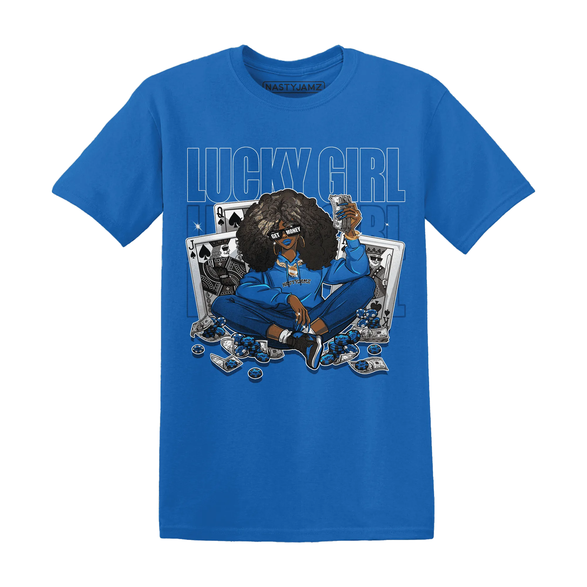 NastyJamz-Royal-Reimagined-1s-T-Shirt-Match-Lucky-Girl