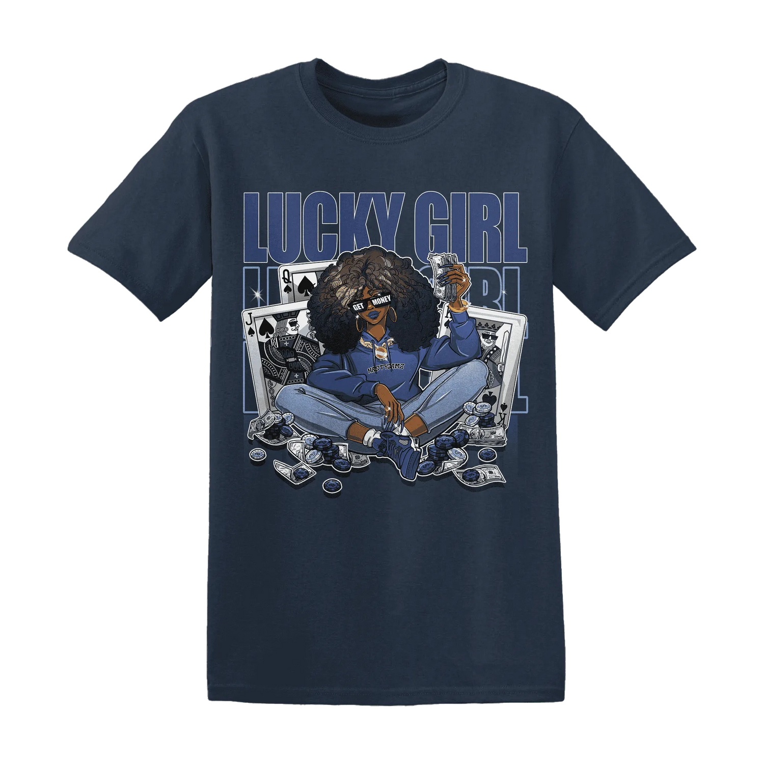 NastyJamz-Midnight-Navy-5s-T-Shirt-Match-Lucky-Girl