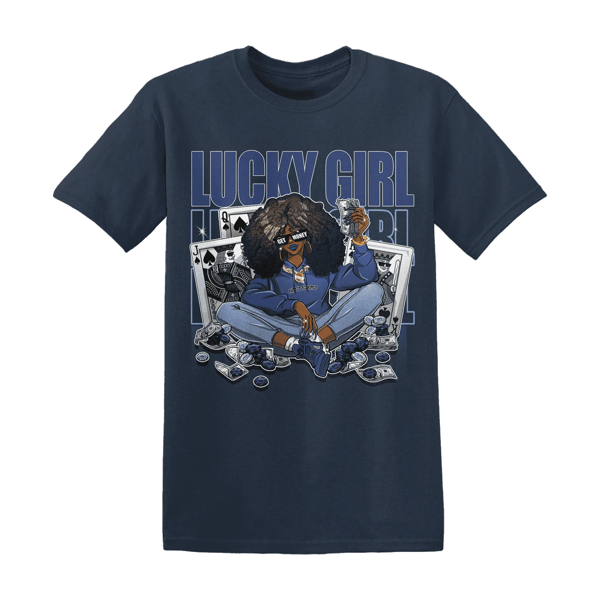 NastyJamz-Midnight-Navy-5s-T-Shirt-Match-Lucky-Girl