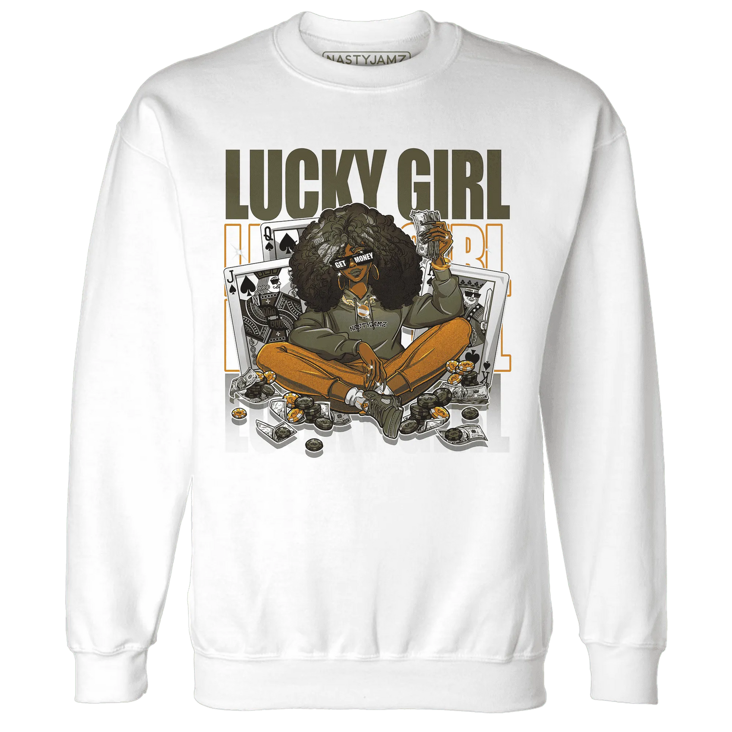 NastyJamz-Olive-5s-Sweatshirt-Match-Lucky-Girl