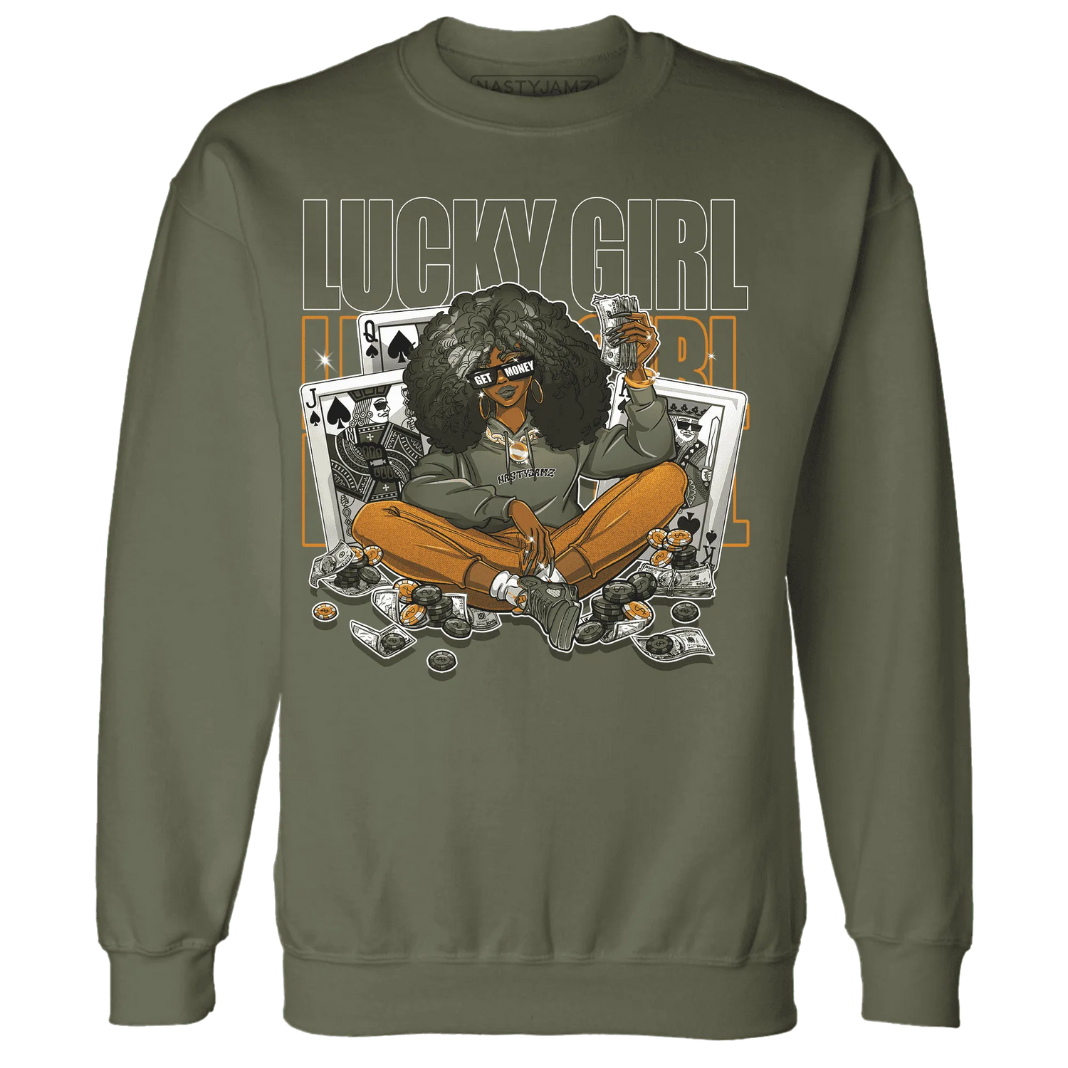 NastyJamz-Olive-5s-Sweatshirt-Match-Lucky-Girl