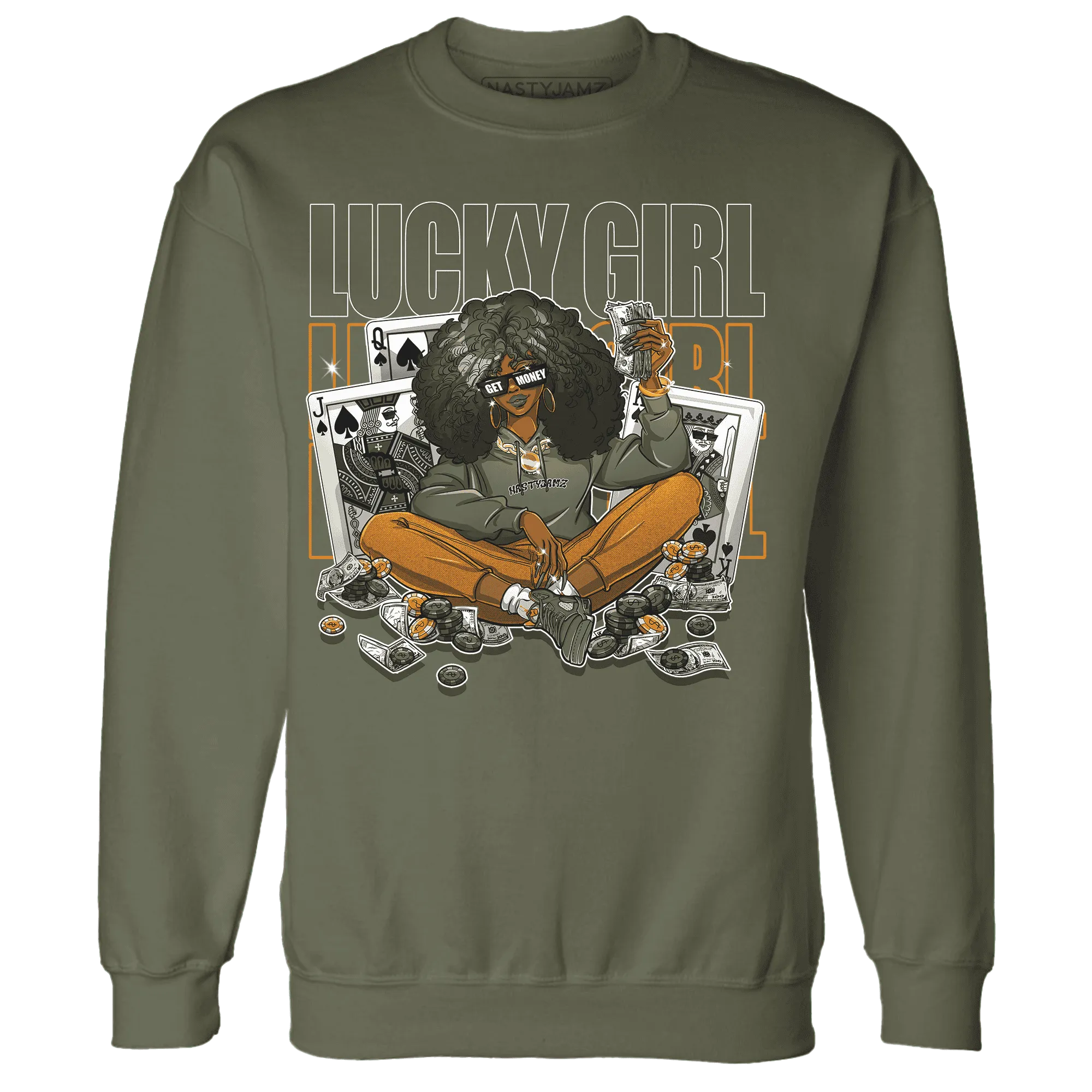 NastyJamz-Olive-5s-Sweatshirt-Match-Lucky-Girl