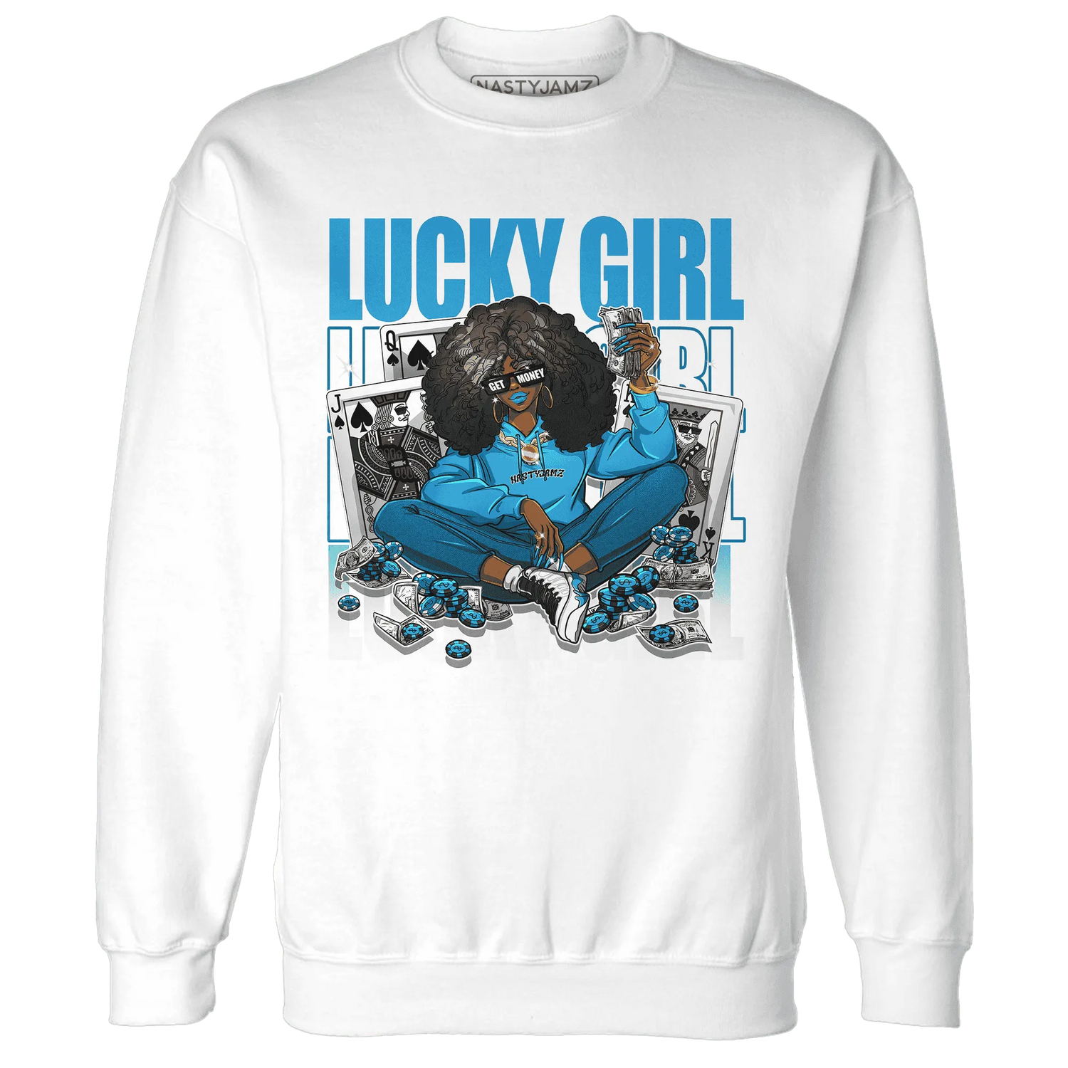 NastyJamz-Powder-Blue-9s-Sweatshirt-Match-Lucky-Girl