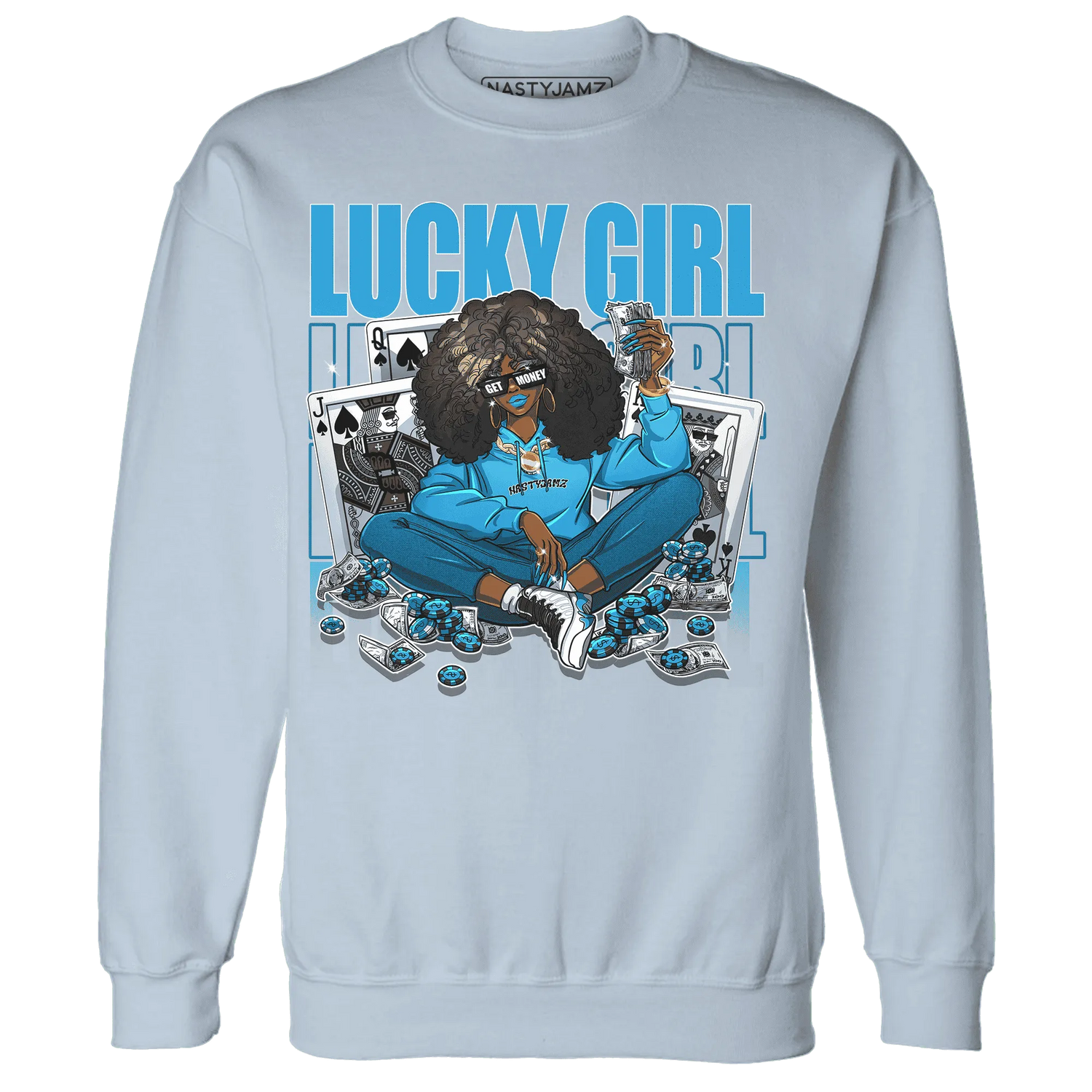 NastyJamz-Powder-Blue-9s-Sweatshirt-Match-Lucky-Girl