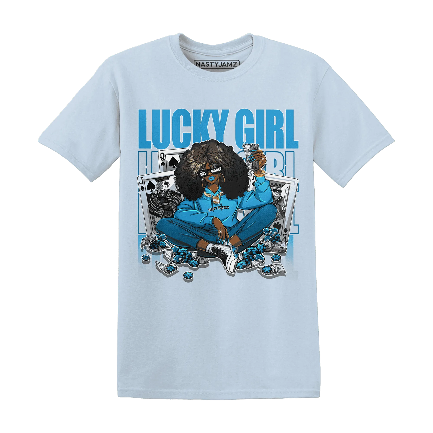 NastyJamz-Powder-Blue-9s-T-Shirt-Match-Lucky-Girl