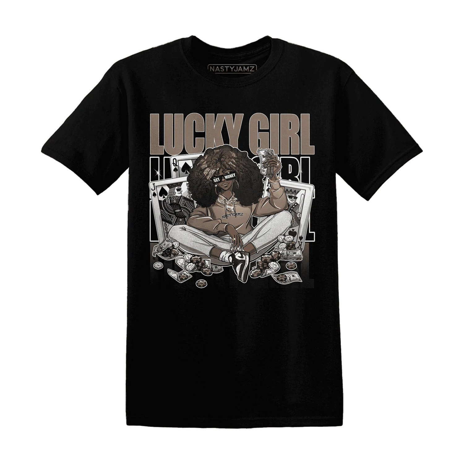 NastyJamz-Low-Mocha-1s-T-Shirt-Match-Lucky-Girl-