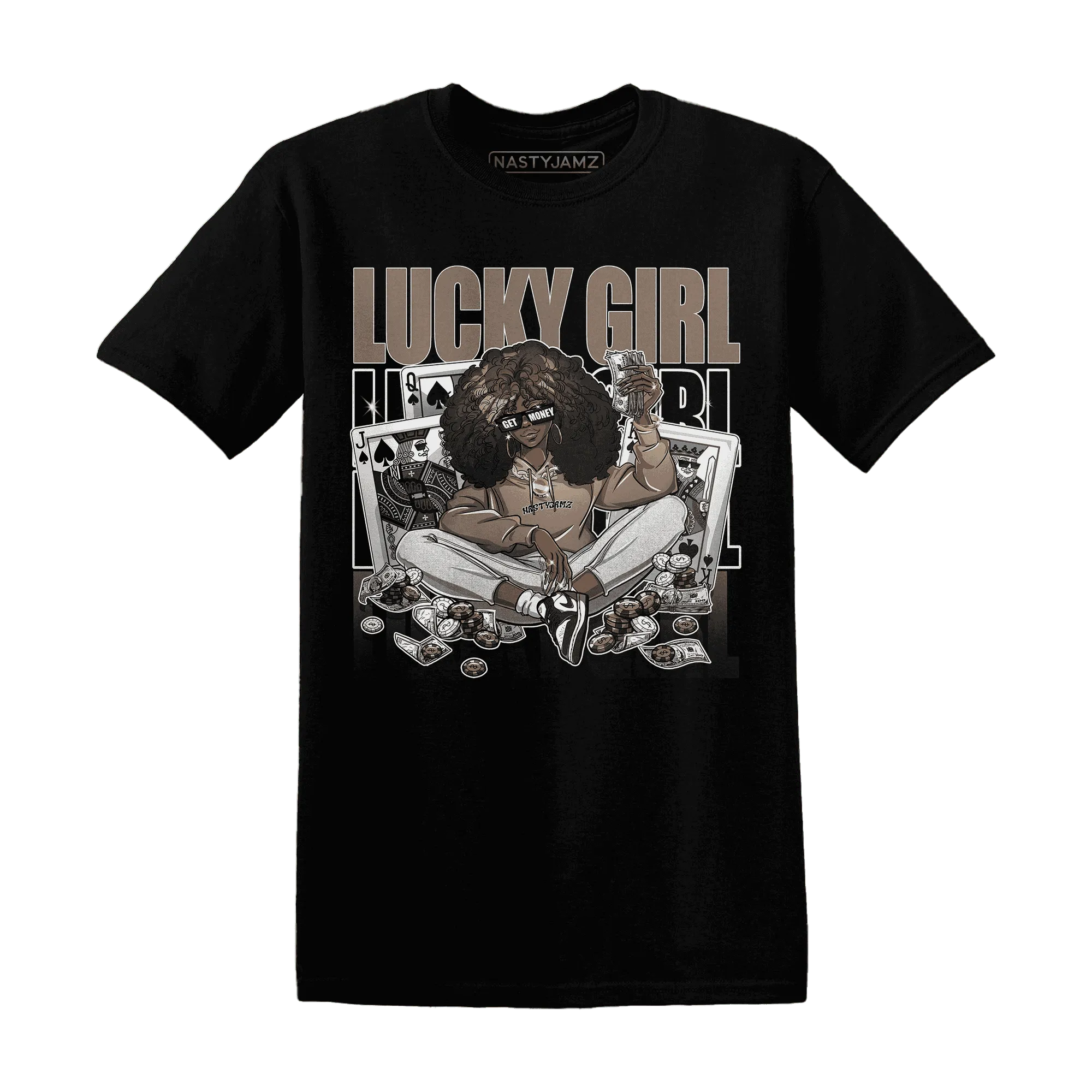 NastyJamz-Low-Mocha-1s-T-Shirt-Match-Lucky-Girl-