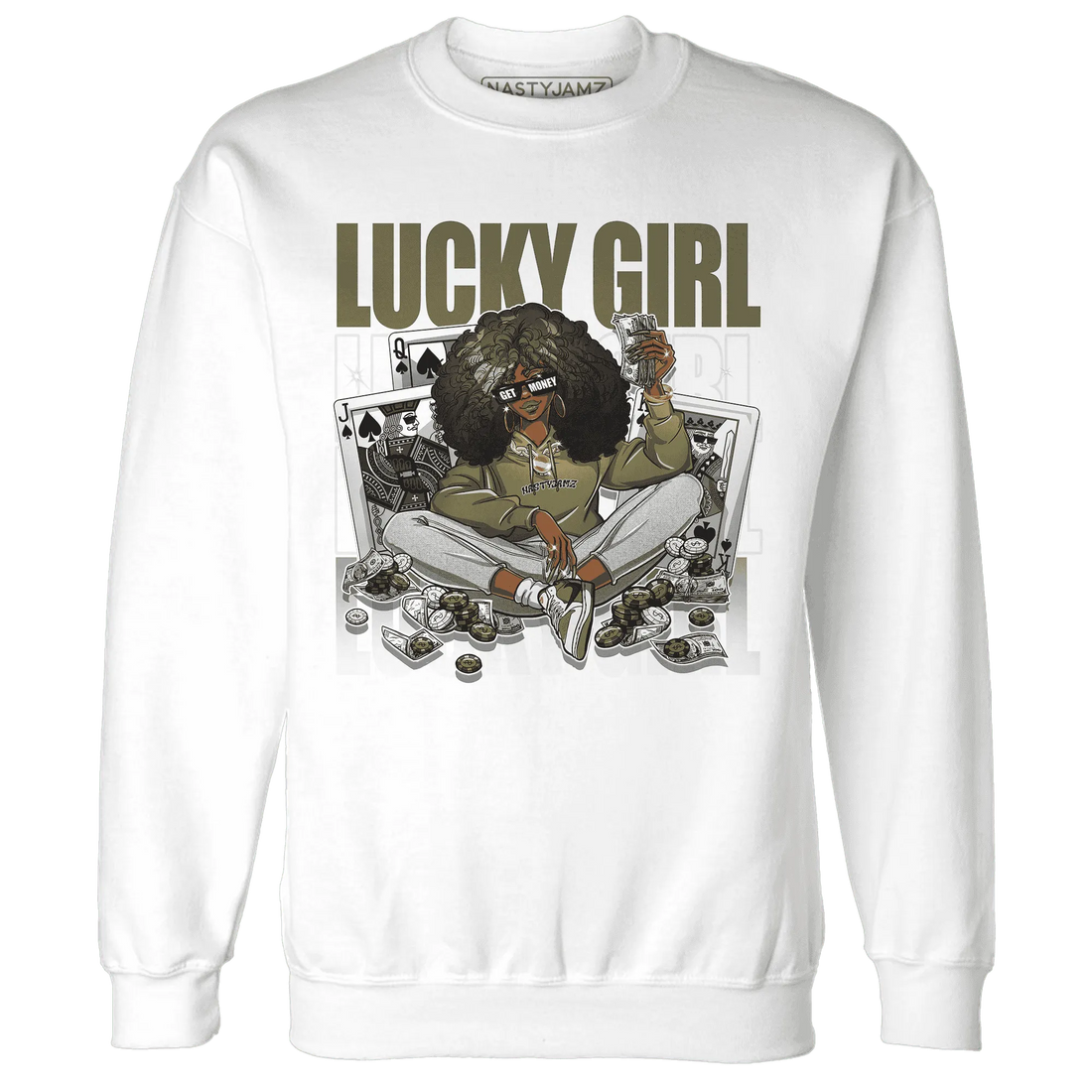 NastyJamz-Medium-Olive-1s-Sweatshirt-Match-Lucky-Girl-