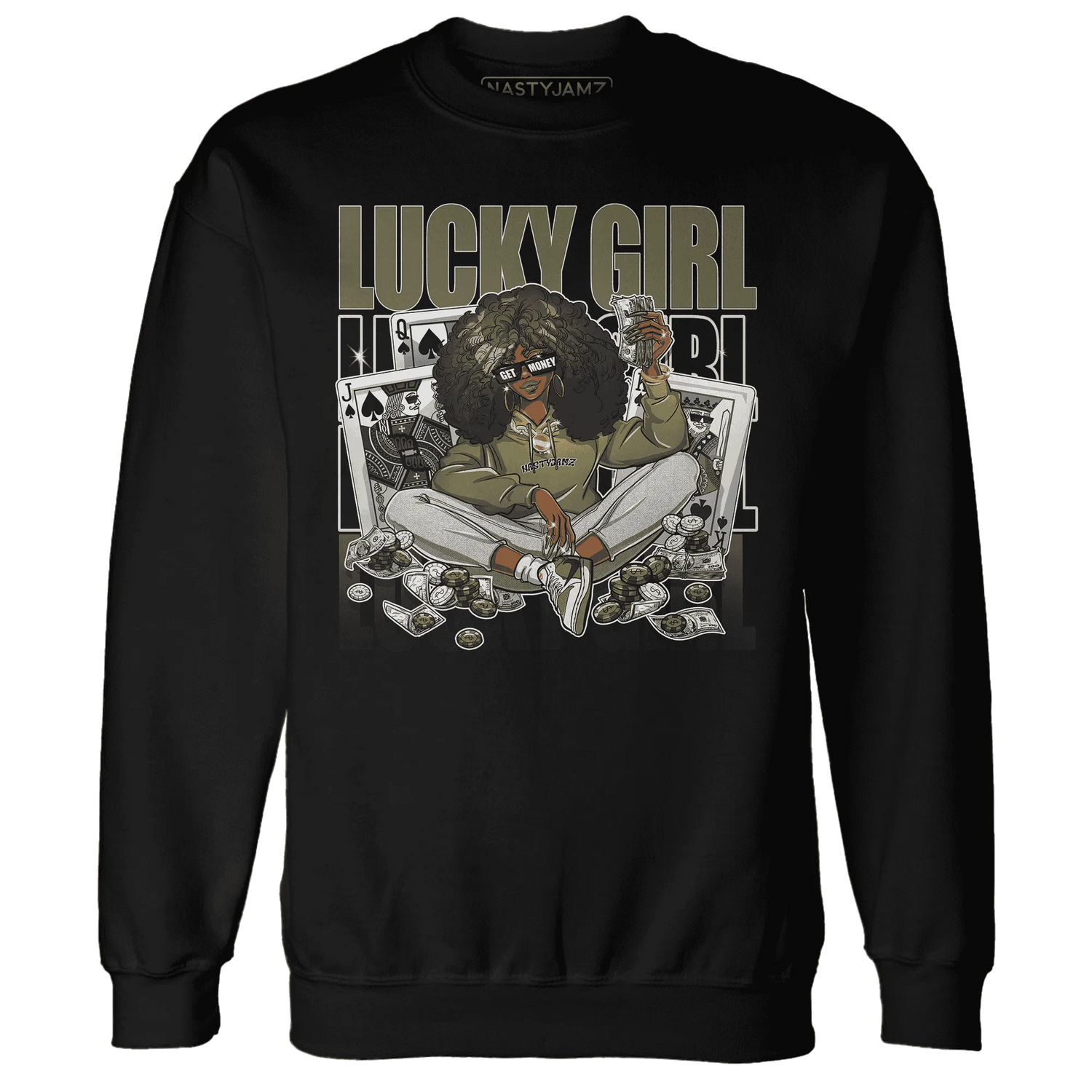 NastyJamz-Medium-Olive-1s-Sweatshirt-Match-Lucky-Girl-