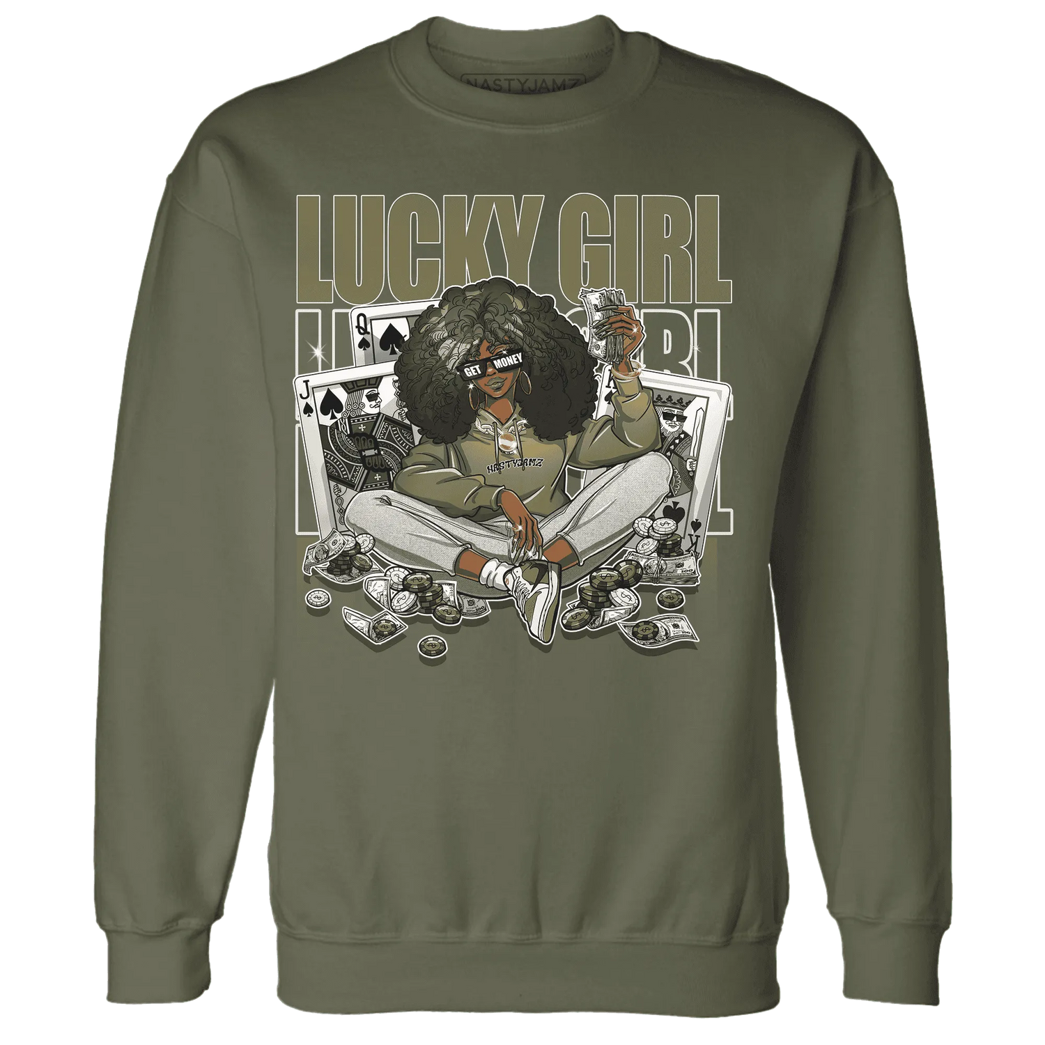 NastyJamz-Medium-Olive-1s-Sweatshirt-Match-Lucky-Girl-