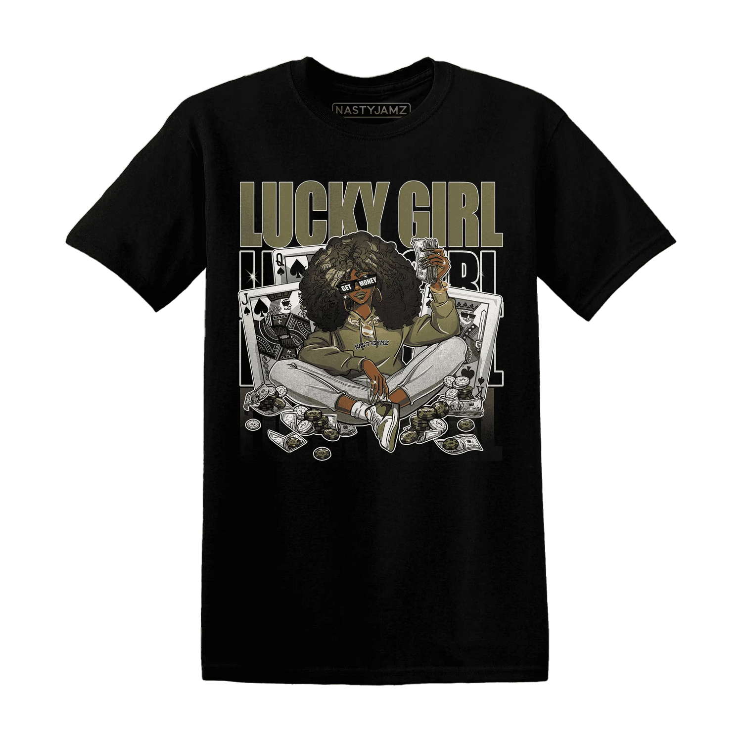 NastyJamz-Medium-Olive-1s-T-Shirt-Match-Lucky-Girl-