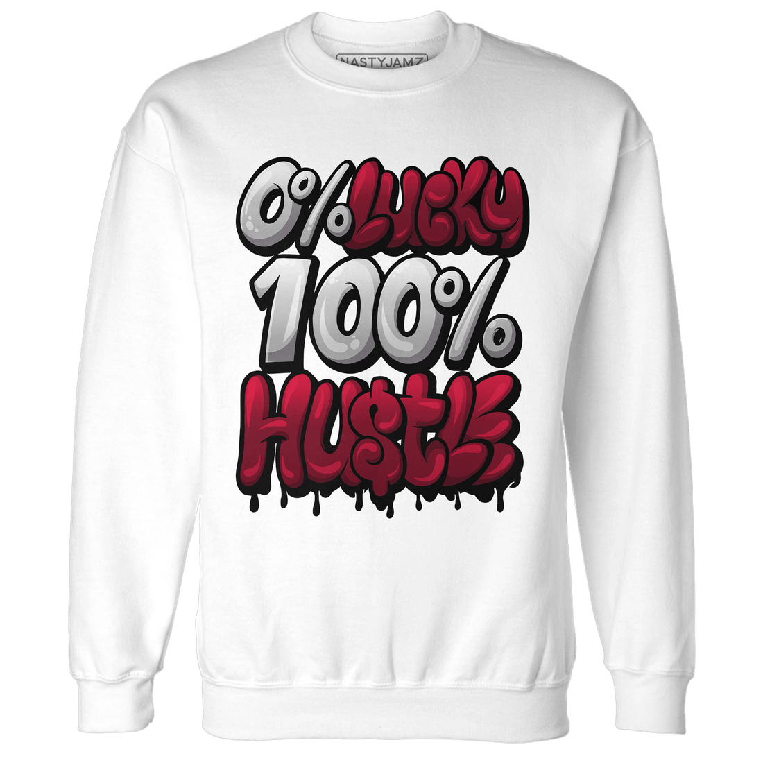 High White Team Red 1s Sweatshirt Match Lucky Hustle - NastyJamz