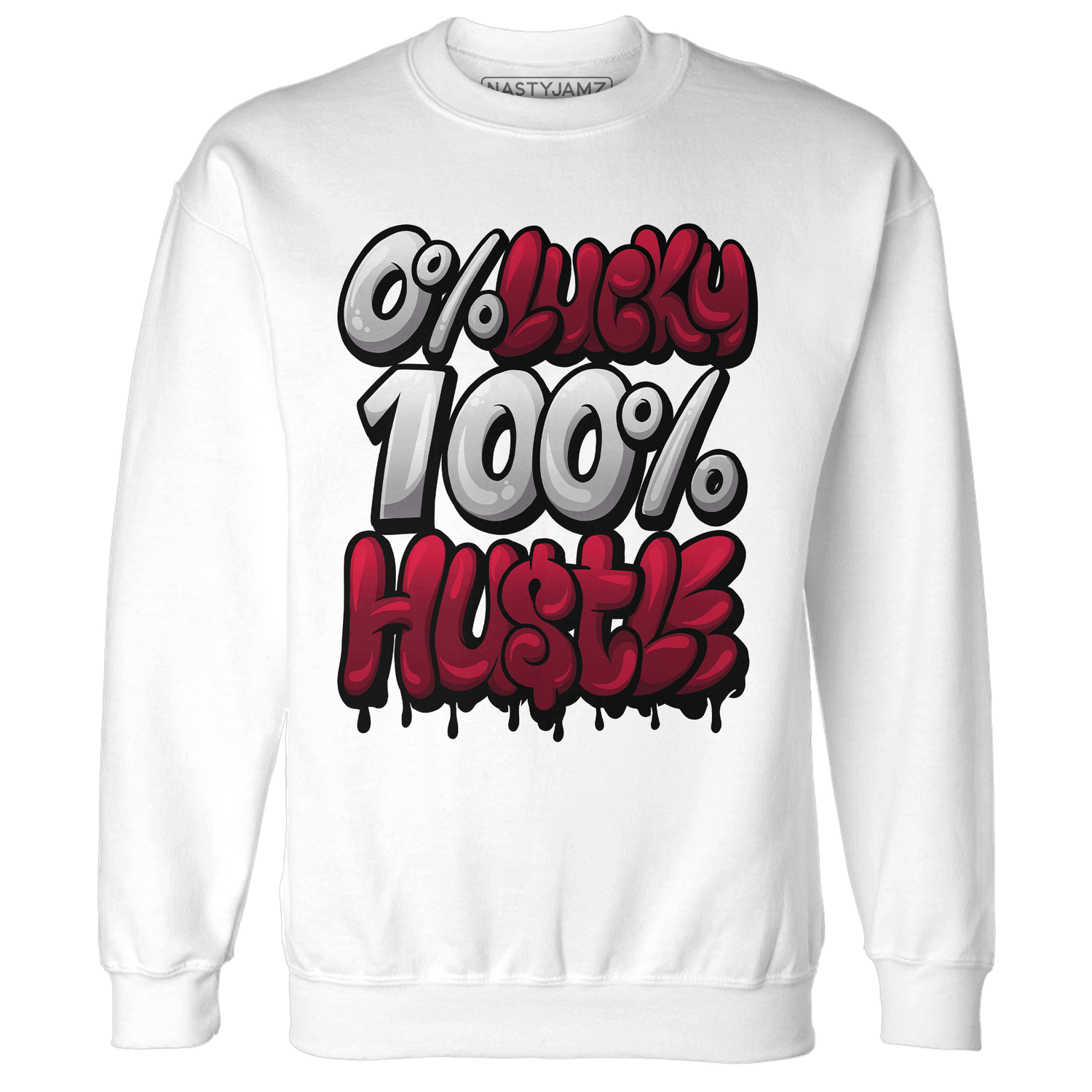 High White Team Red 1s Sweatshirt Match Lucky Hustle - NastyJamz
