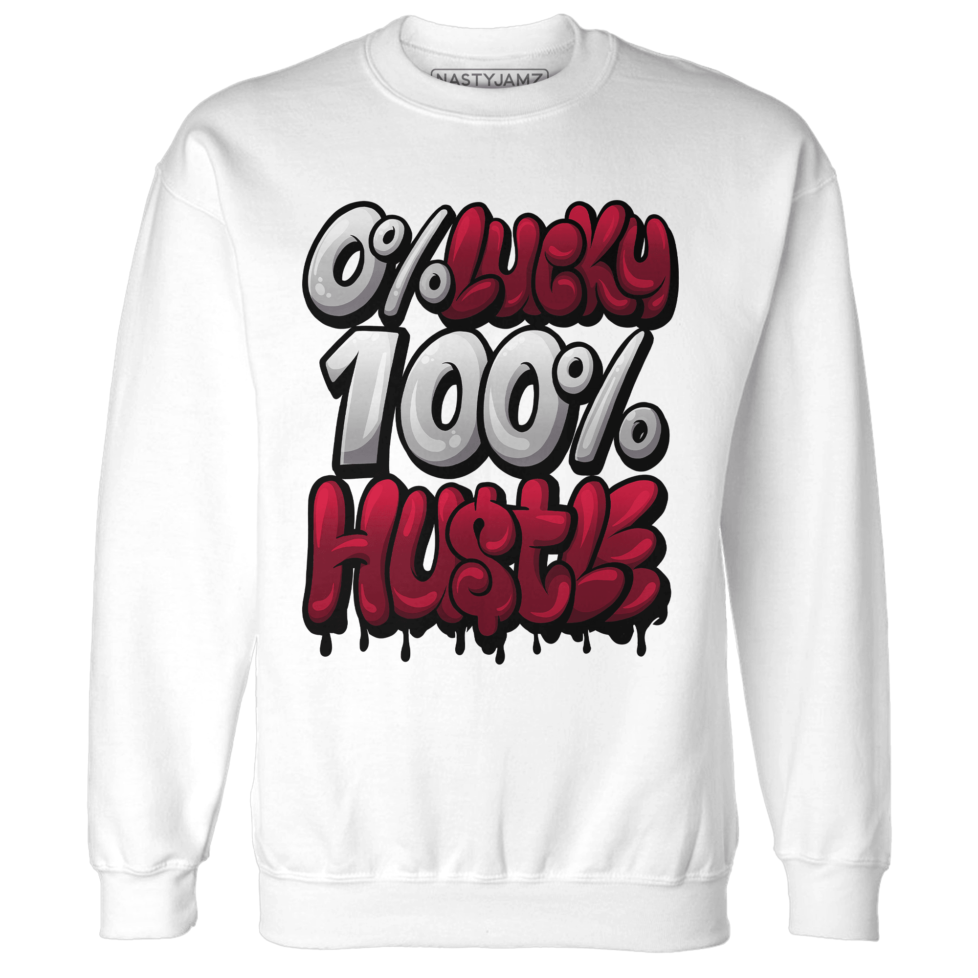 High White Team Red 1s Sweatshirt Match Lucky Hustle - NastyJamz