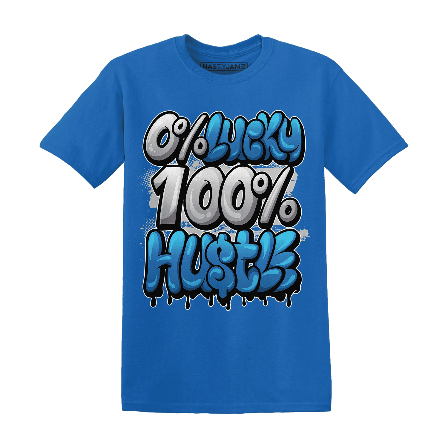 Industrial-Blue-4s-T-Shirt-Match-Lucky-Hustle