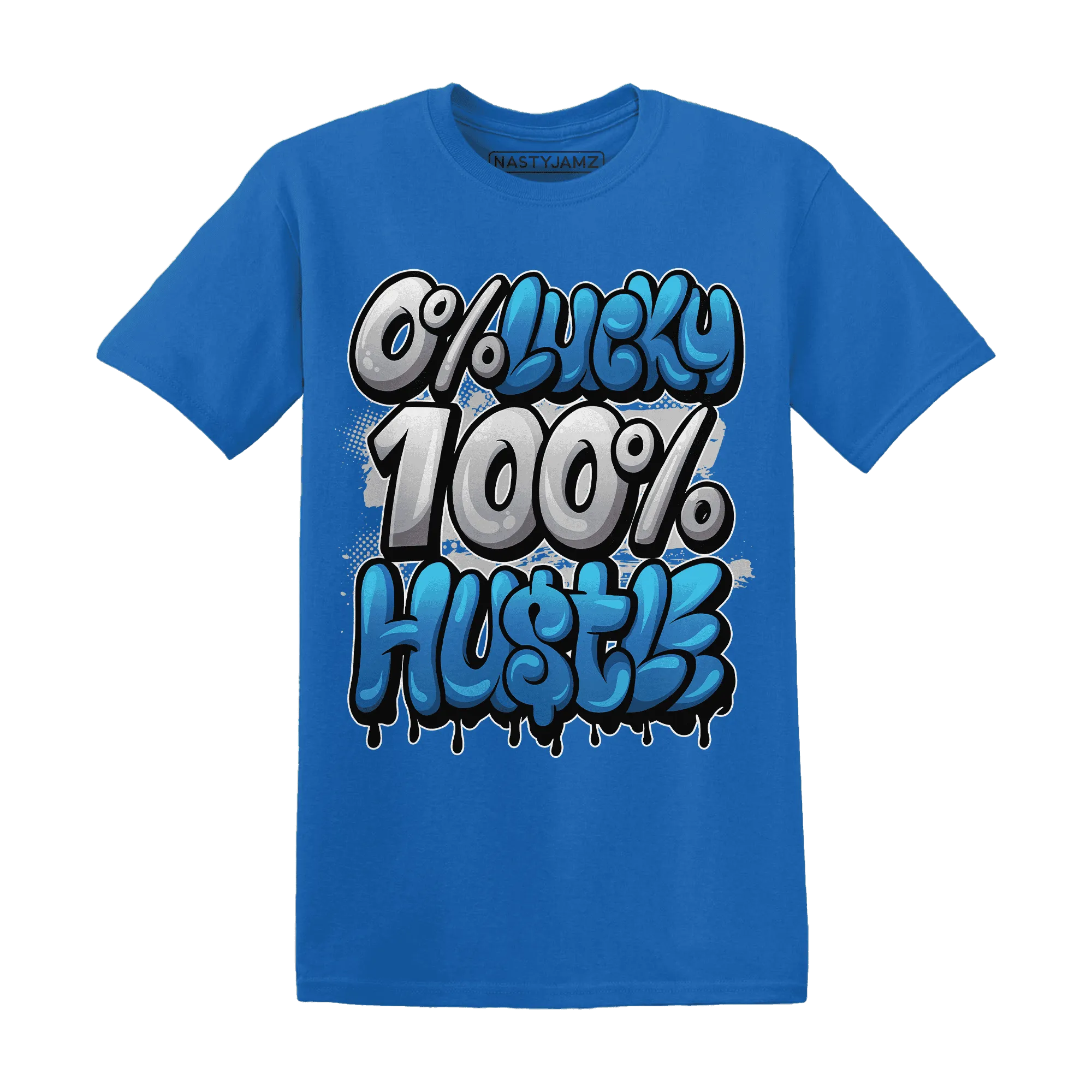 Industrial-Blue-4s-T-Shirt-Match-Lucky-Hustle