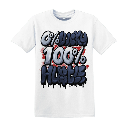 White-Navy-6s-T-Shirt-Match-Lucky-Hustle