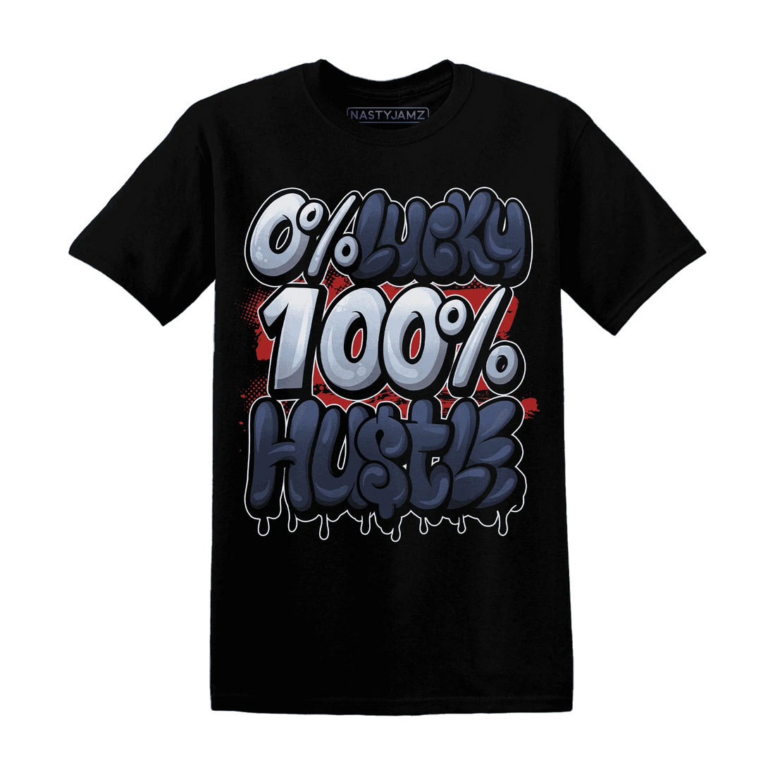 White-Navy-6s-T-Shirt-Match-Lucky-Hustle