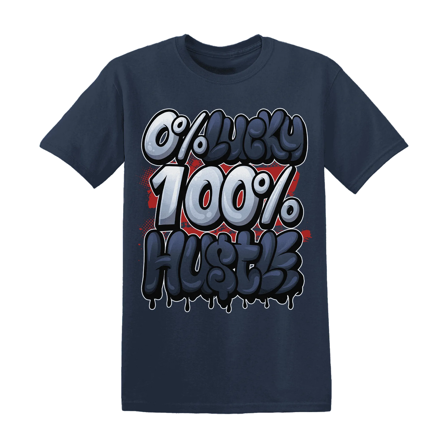 White-Navy-6s-T-Shirt-Match-Lucky-Hustle