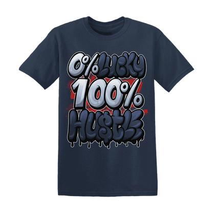 White-Navy-6s-T-Shirt-Match-Lucky-Hustle