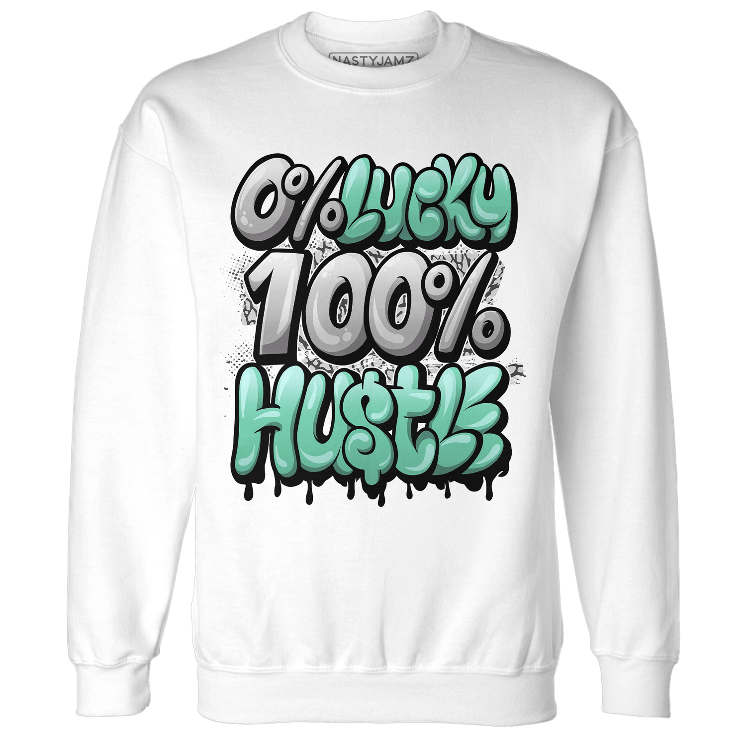 Green Glow 3s Sweatshirt Match Lucky Hustle - NastyJamz