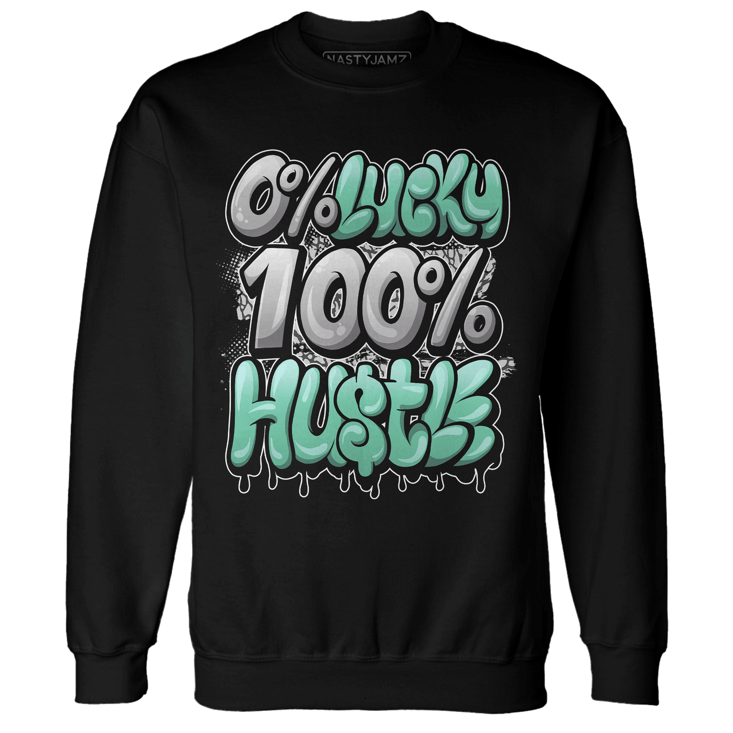 Green Glow 3s Sweatshirt Match Lucky Hustle - NastyJamz
