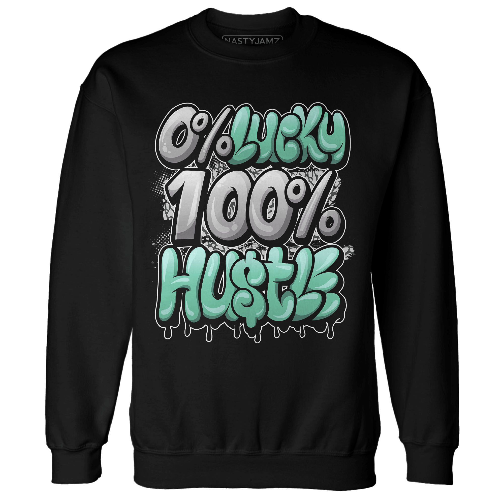 Green Glow 3s Sweatshirt Match Lucky Hustle - NastyJamz