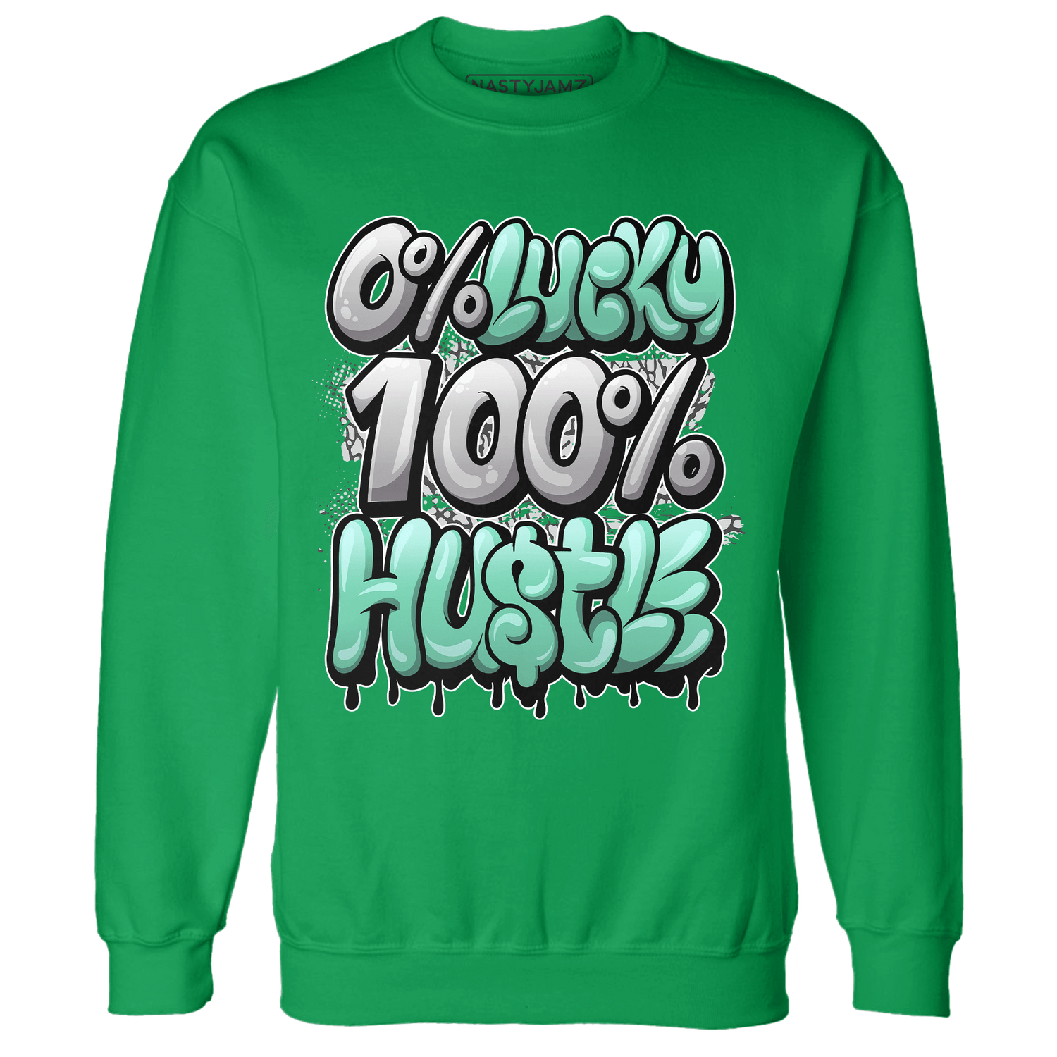 Green Glow 3s Sweatshirt Match Lucky Hustle - NastyJamz