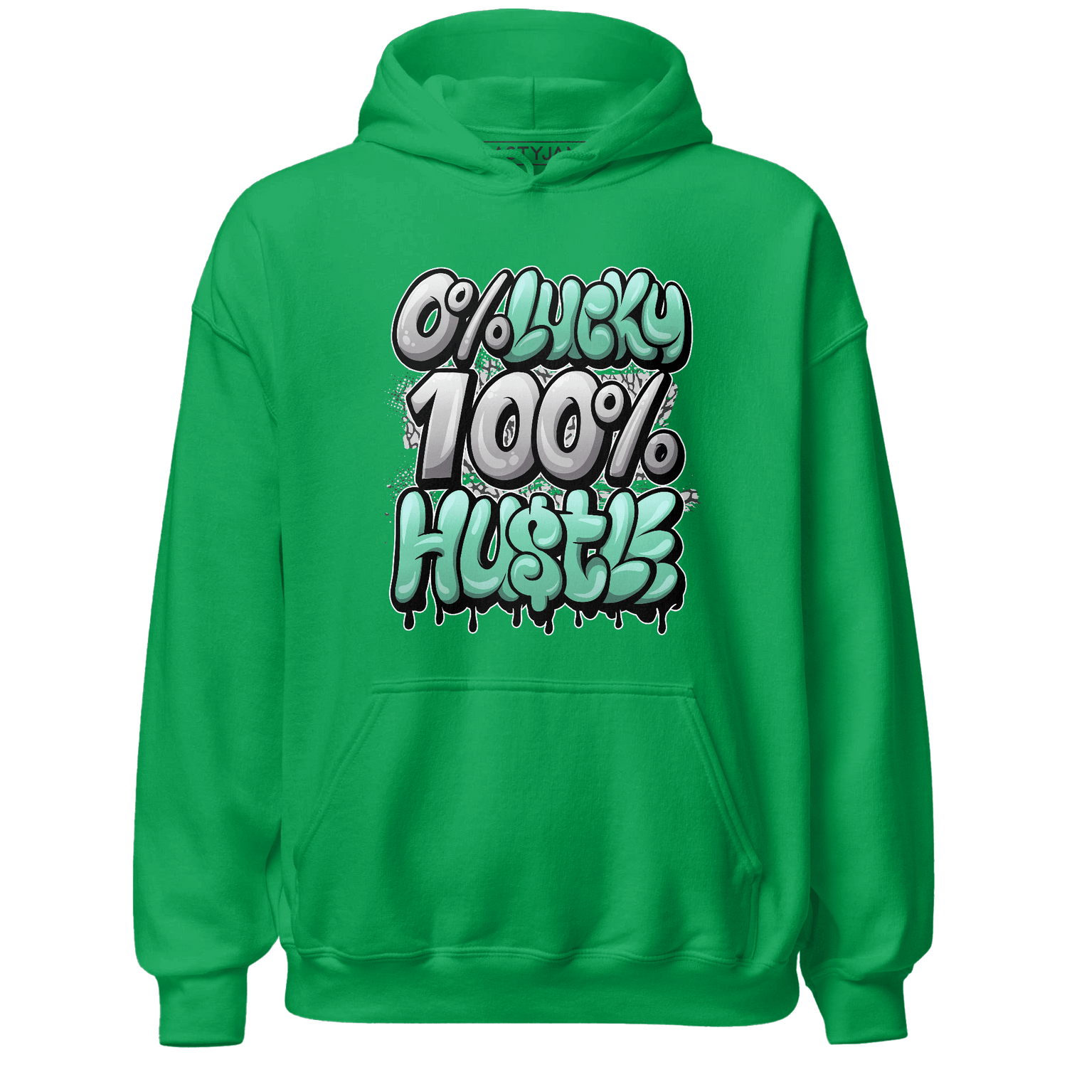 Green Glow 3s Hoodie Match Lucky Hustle - NastyJamz