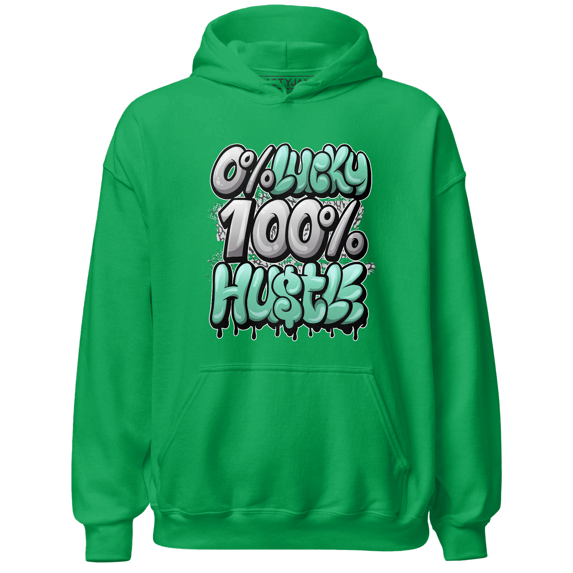 Green Glow 3s Hoodie Match Lucky Hustle - NastyJamz