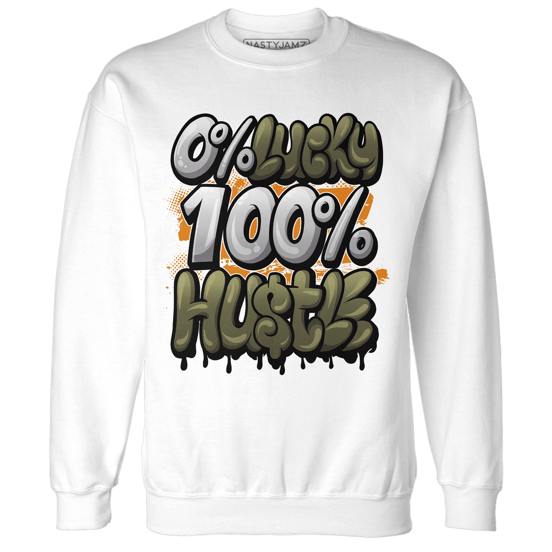 Olive 5s Sweatshirt Match Lucky Hustle - NastyJamz