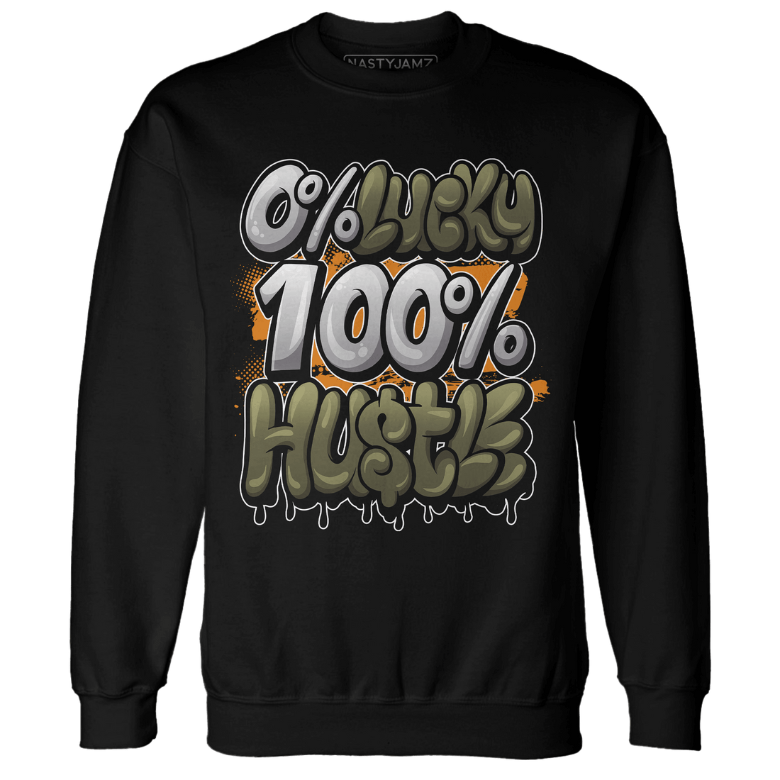 Olive 5s Sweatshirt Match Lucky Hustle - NastyJamz