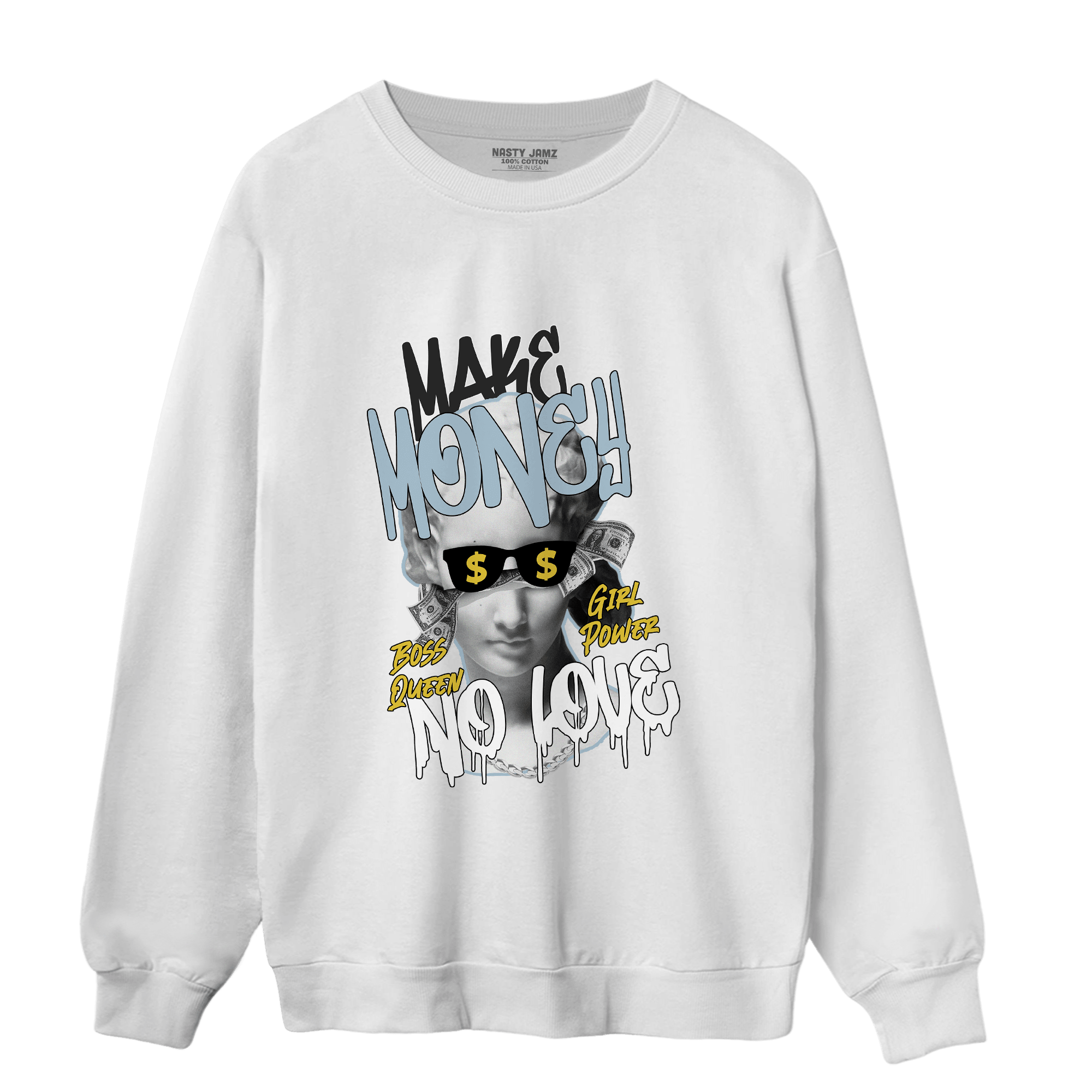 Blue Grey 13s Sweatshirt Match Make Money No Love - NastyJamz