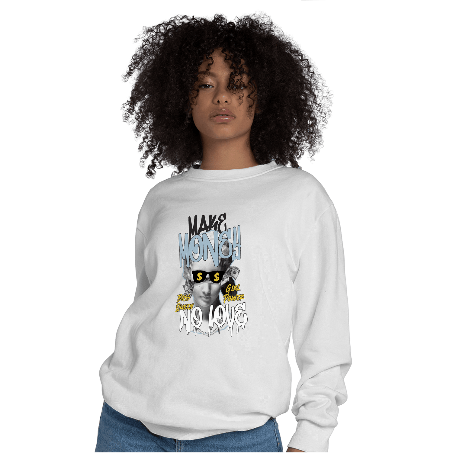 Blue Grey 13s Sweatshirt Match Make Money No Love - NastyJamz