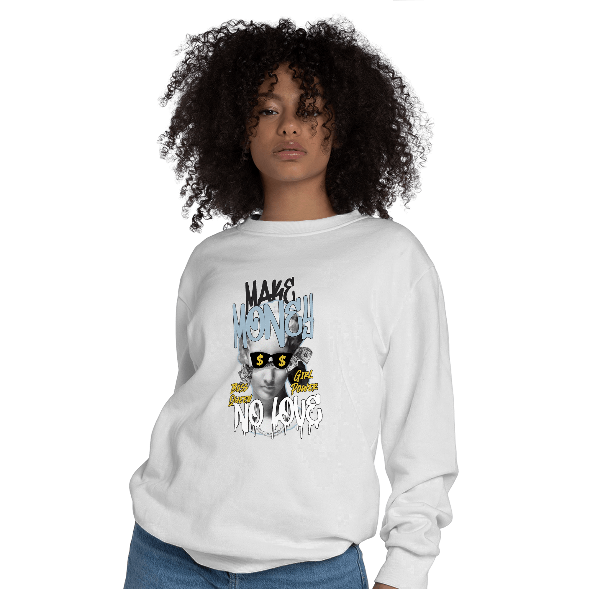 Blue Grey 13s Sweatshirt Match Make Money No Love - NastyJamz