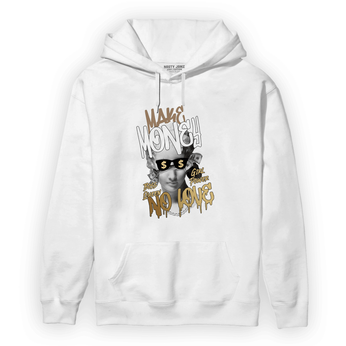 High OG Metallic Gold 1s Hoodie Match Make Money No Love - NastyJamz