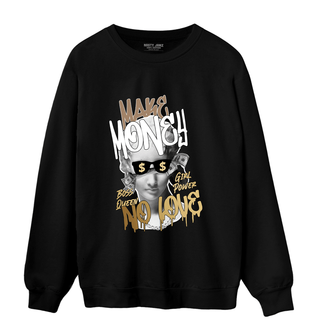 High OG Metallic Gold 1s Sweatshirt Match Make Money No Love - NastyJamz