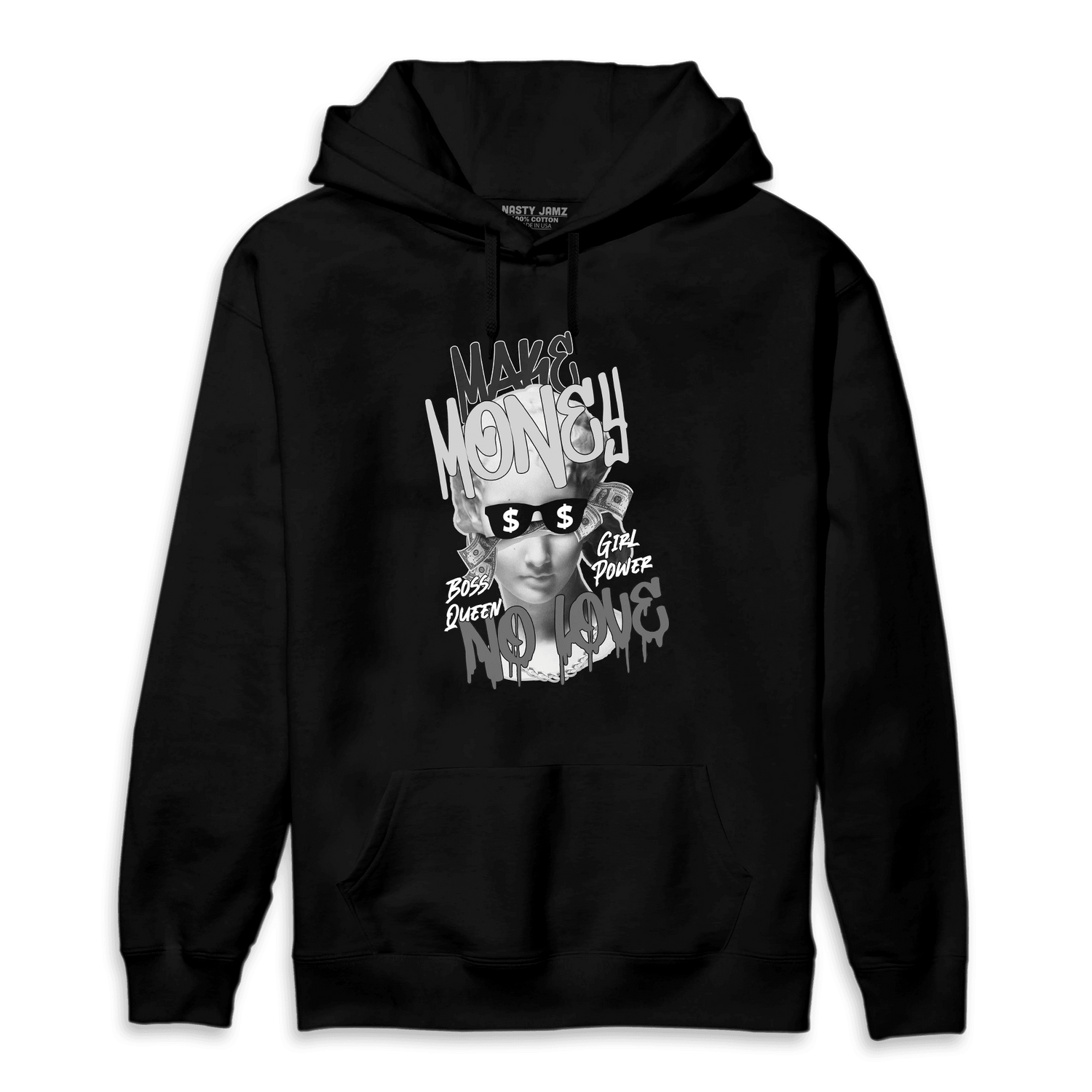 Retro High OG Black White 1s Hoodie Match Make Money No Love - NastyJamz