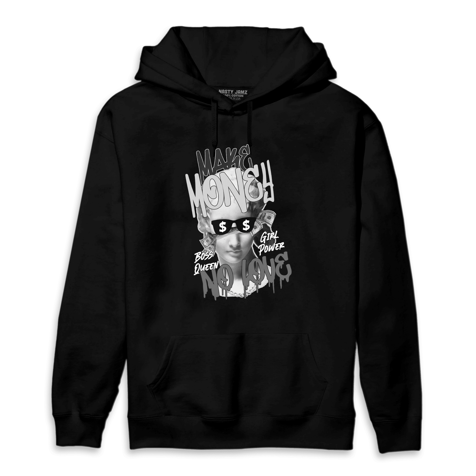 Retro High OG Black White 1s Hoodie Match Make Money No Love - NastyJamz