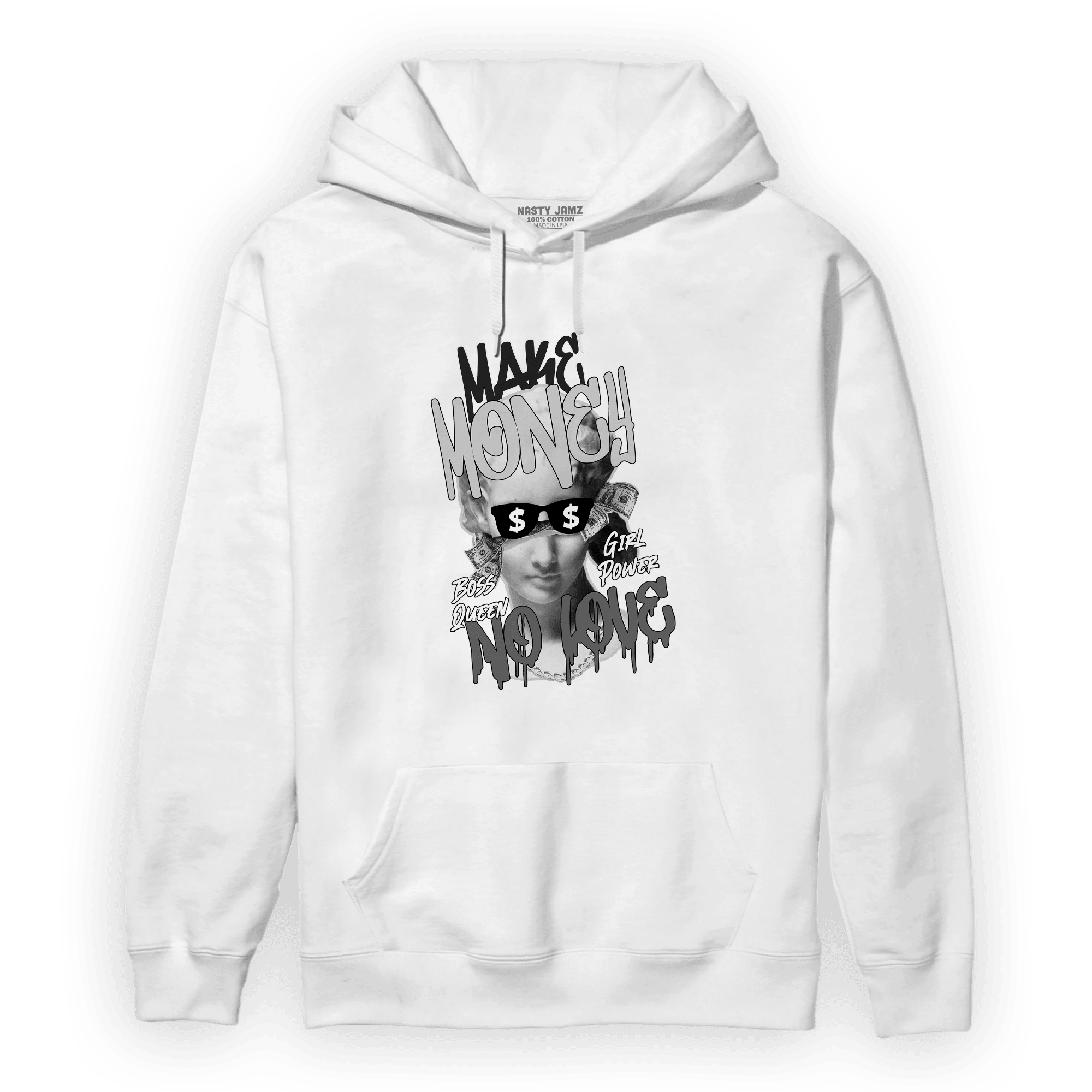 Retro High OG Black White 1s Hoodie Match Make Money No Love - NastyJamz