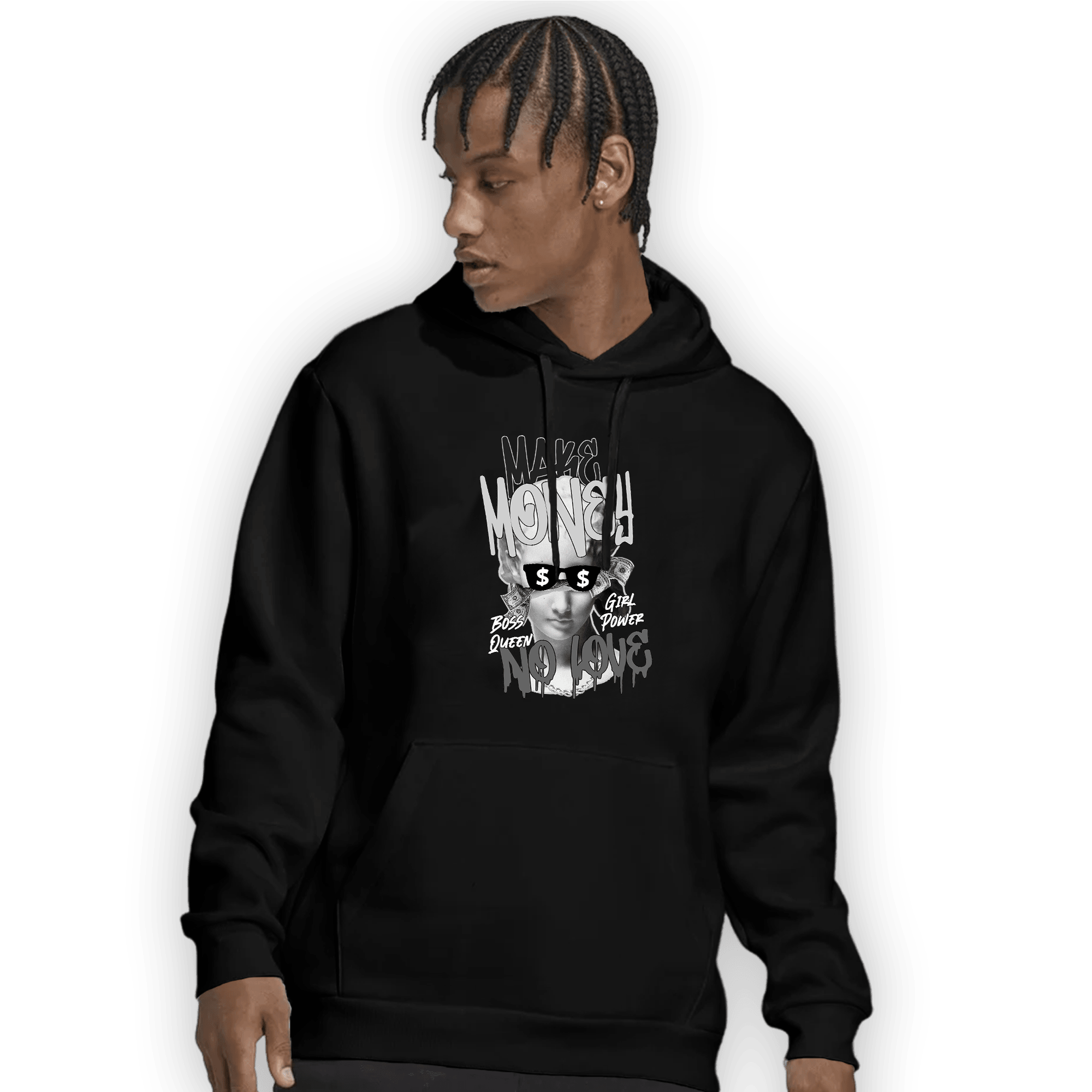 Retro High OG Black White 1s Hoodie Match Make Money No Love - NastyJamz