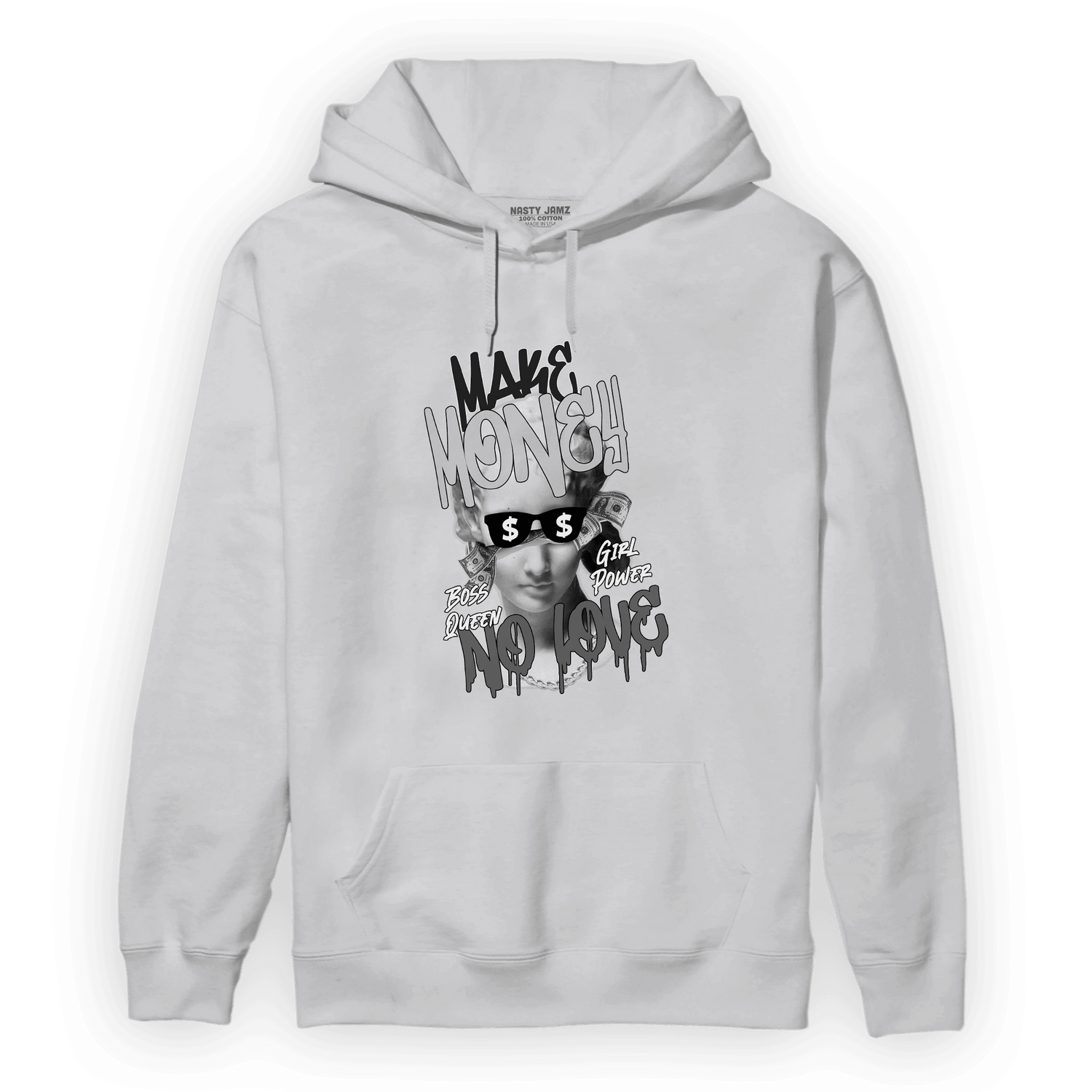Retro High OG Black White 1s Hoodie Match Make Money No Love - NastyJamz