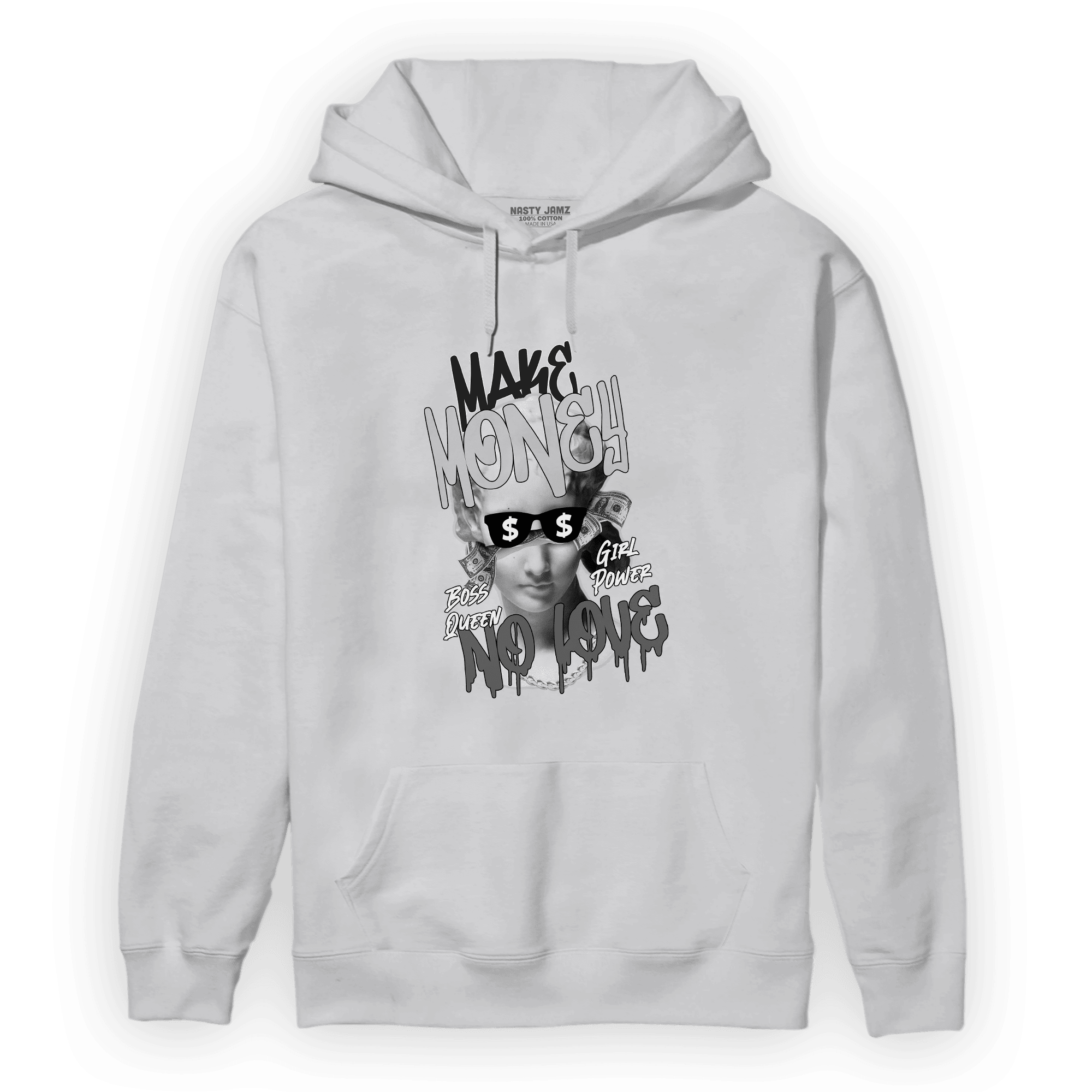 Retro High OG Black White 1s Hoodie Match Make Money No Love - NastyJamz