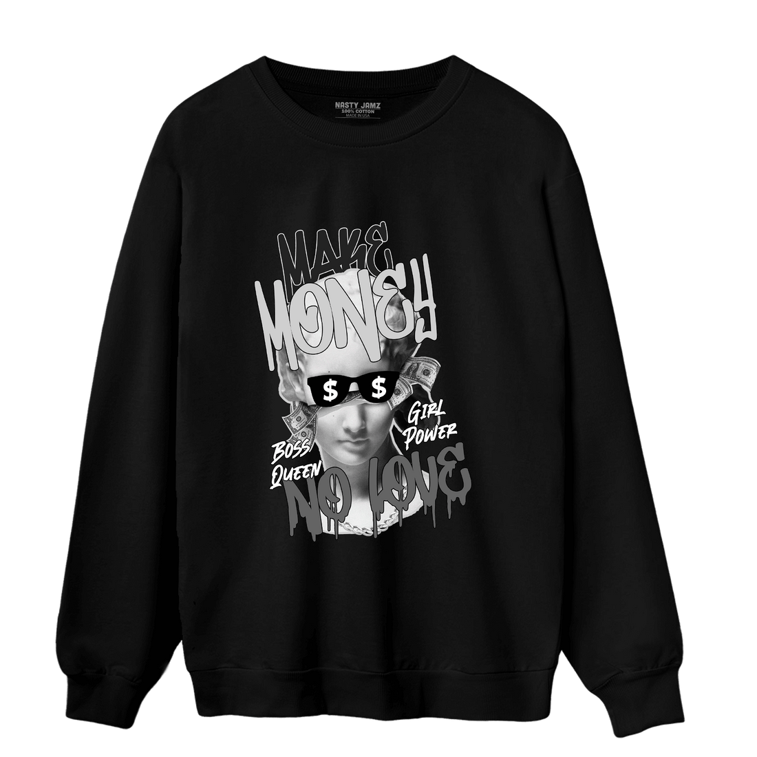 Retro High OG Black White 1s Sweatshirt Match Make Money No Love - NastyJamz