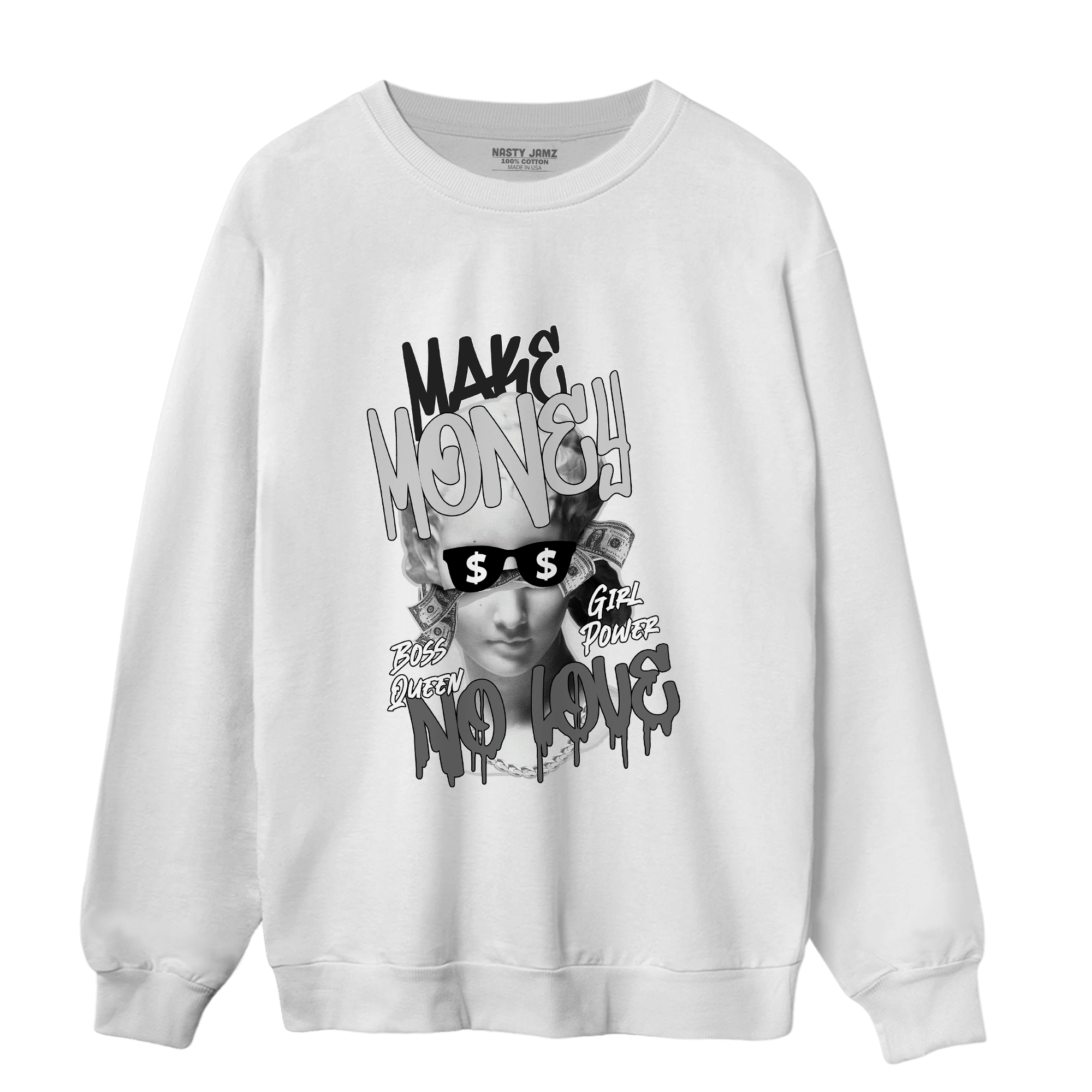 Retro High OG Black White 1s Sweatshirt Match Make Money No Love - NastyJamz