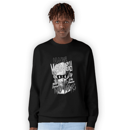 Retro High OG Black White 1s Sweatshirt Match Make Money No Love - NastyJamz