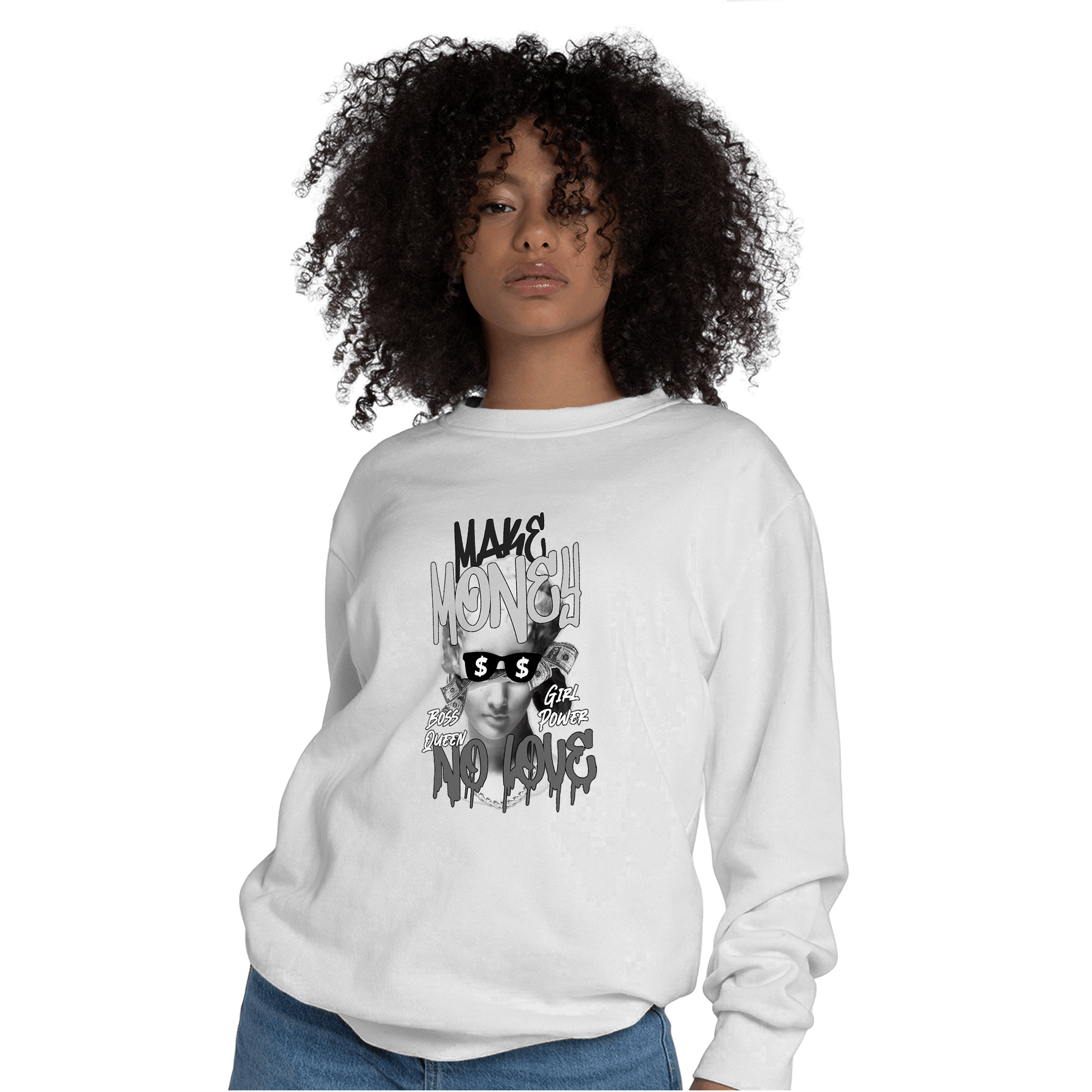 Retro High OG Black White 1s Sweatshirt Match Make Money No Love - NastyJamz